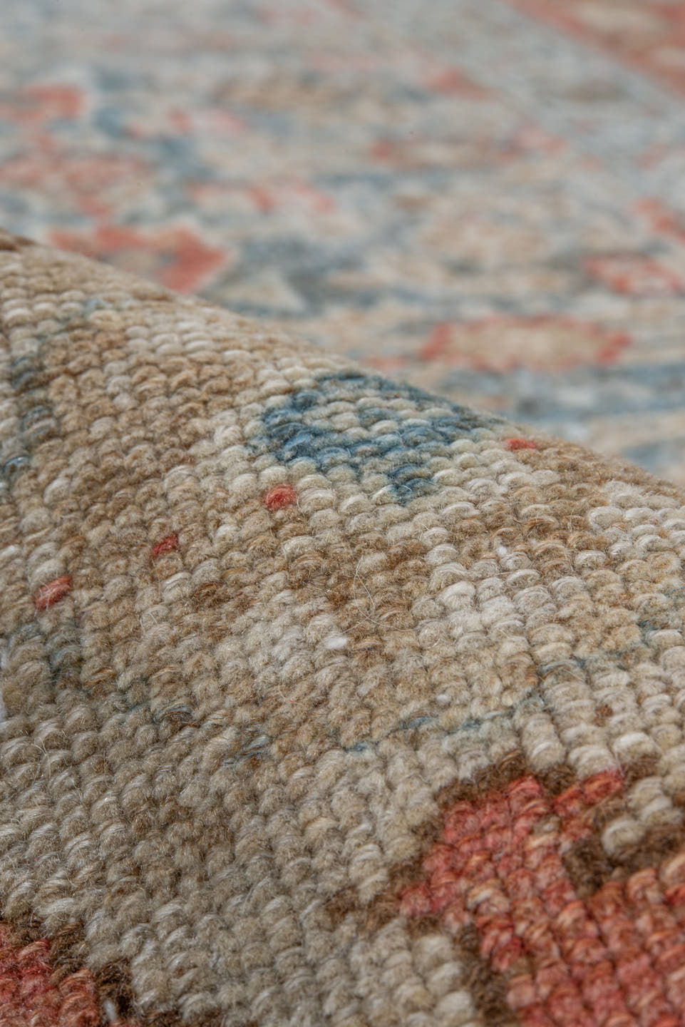 3' x 6' one-of-a-kind handmade vintage Malayer small size rug. Color palette: sky blue, ivory, rust, tan, camel, soft red