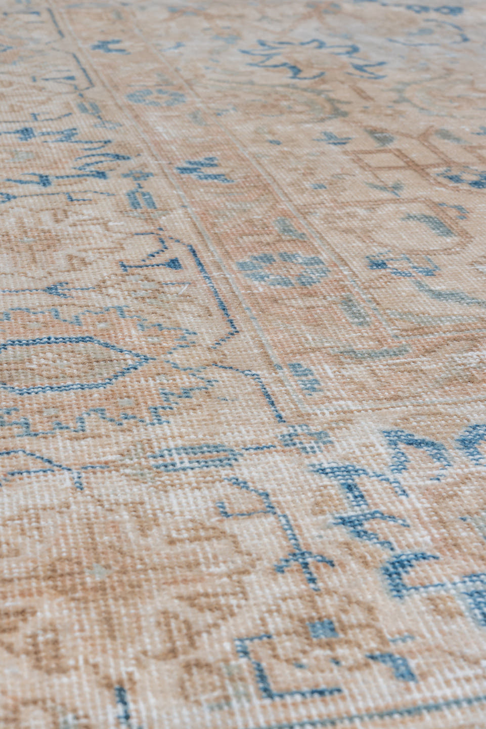 6' x 9' one-of-a-kind handmade vintage Tabriz medium size rug. Color palette: beige, sky blue, ivory, taupe, camel