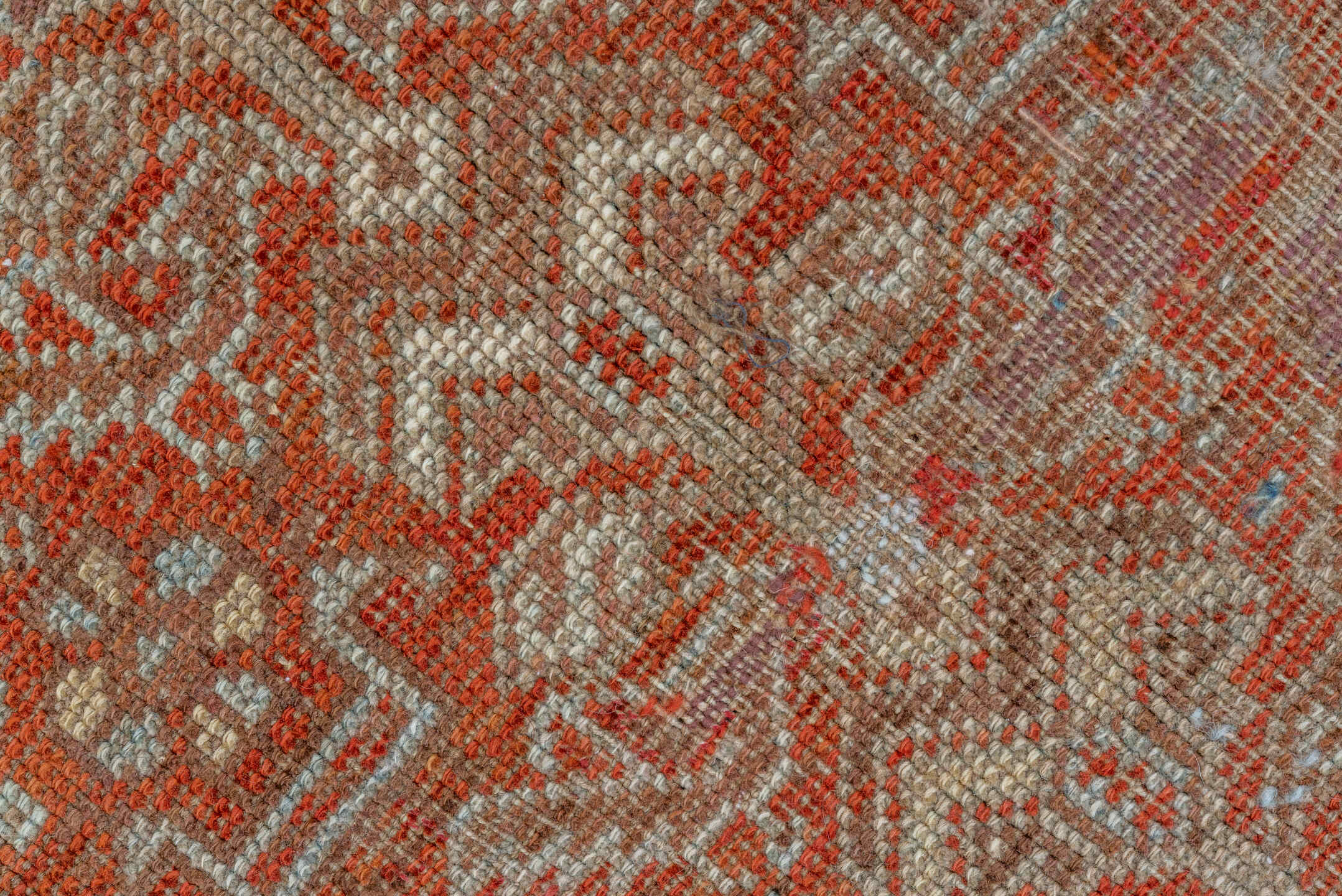 7' x 10' one-of-a-kind handmade vintage Shiraz large size rug. Color palette: rust, ivory, terra cotta, sky blue, camel