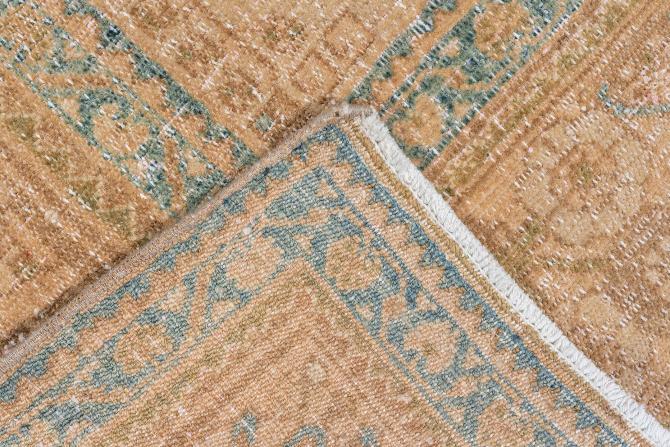 5' x 10' one-of-a-kind handmade vintage Malayer medium size rug. Color palette: tan, ivory, pale blue, taupe, camel, beige
