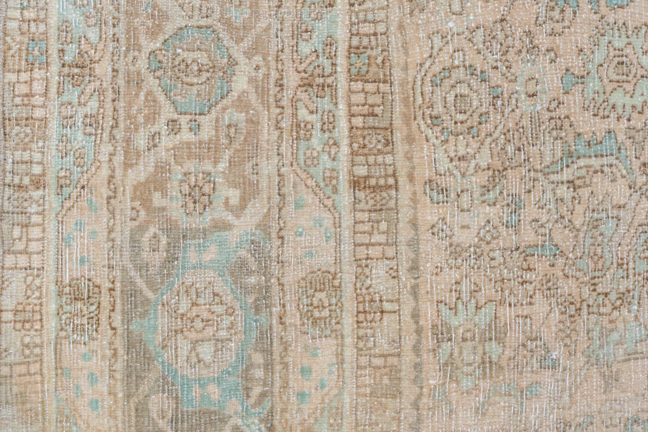 10' x 13' one-of-a-kind handmade vintage Bidjar large size rug. Color palette: beige, taupe, ivory, pale aqua, sand, camel