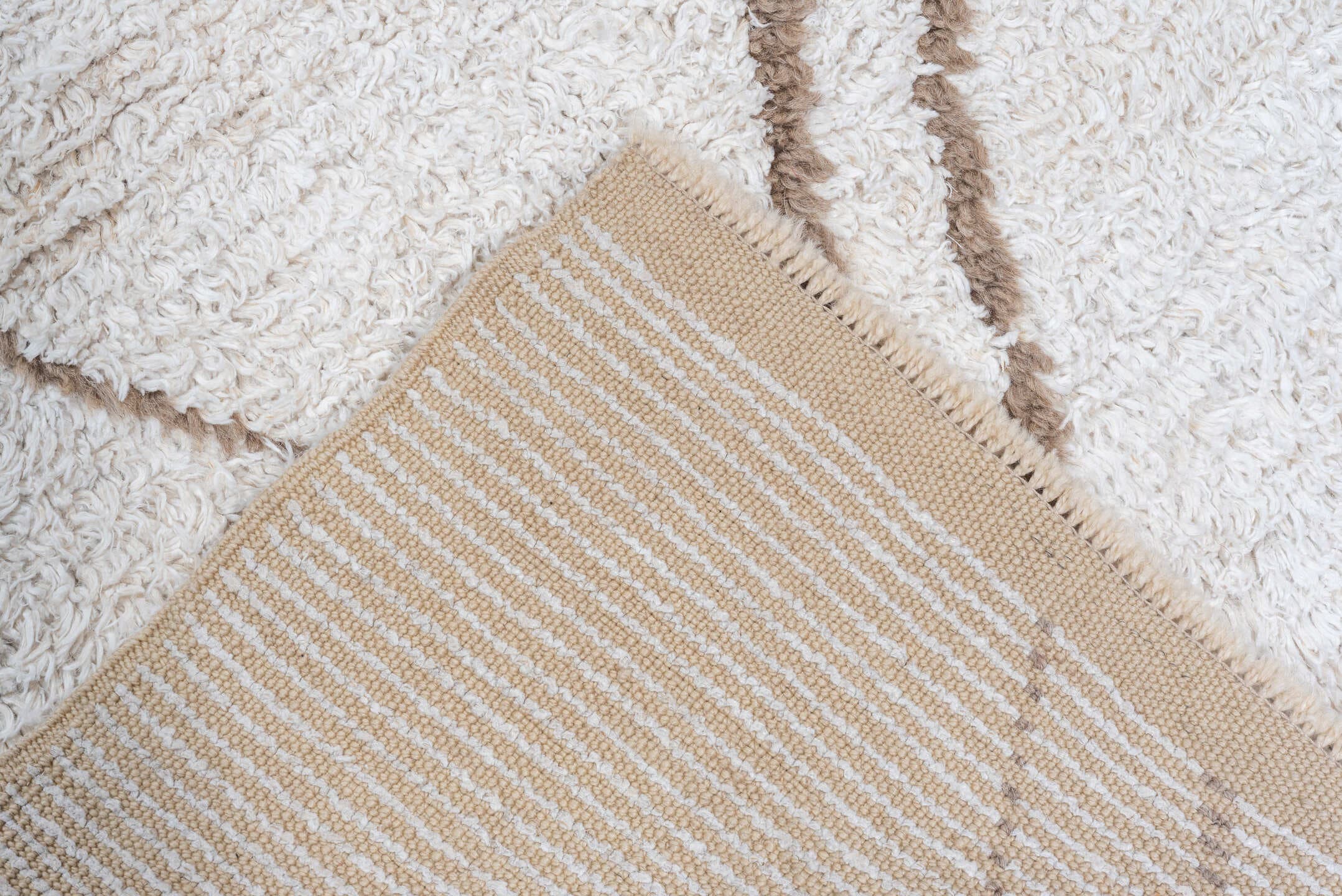 3' x 14' one-of-a-kind handmade vintage Moroccan runner rug. Color palette: ivory, taupe, cream, beige, gray