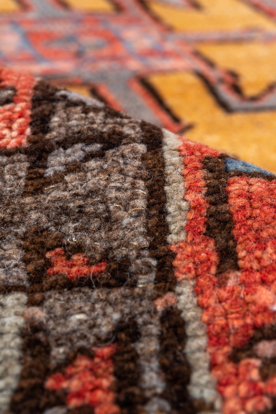 3' x 5' one-of-a-kind handmade vintage Oushak small size rug. Color palette: coral, terracotta, ivory, slate, brown, gold