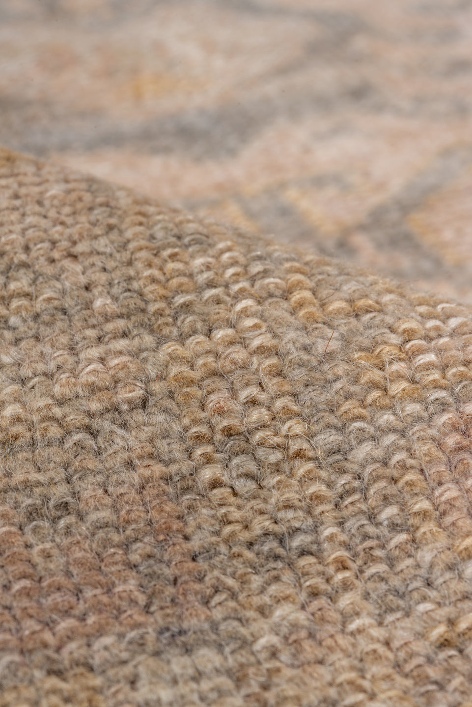 3' x 5' one-of-a-kind handmade vintage Oushak small size rug. Color palette: blush, ivory, taupe, gold, sage, gray_blue
