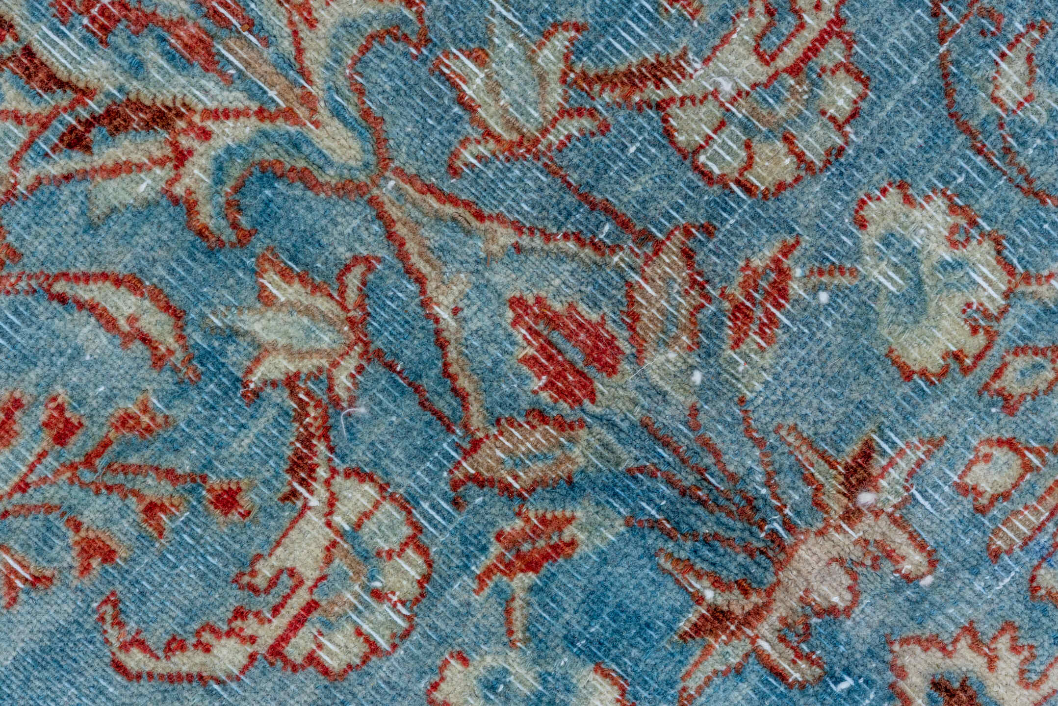 6' x 9' one-of-a-kind handmade vintage Tabriz medium size rug. Color palette: sky blue, rust, ivory, rose, taupe, light blue
