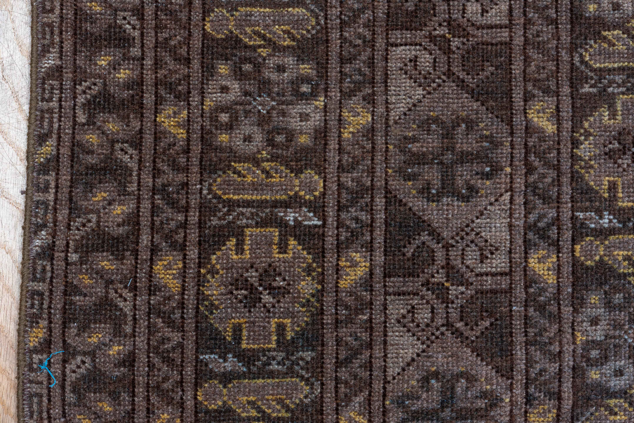 9' x 14' one-of-a-kind handmade vintage Afghan large size rug. Color palette: brown, taupe, ivory, charcoal, camel, beige