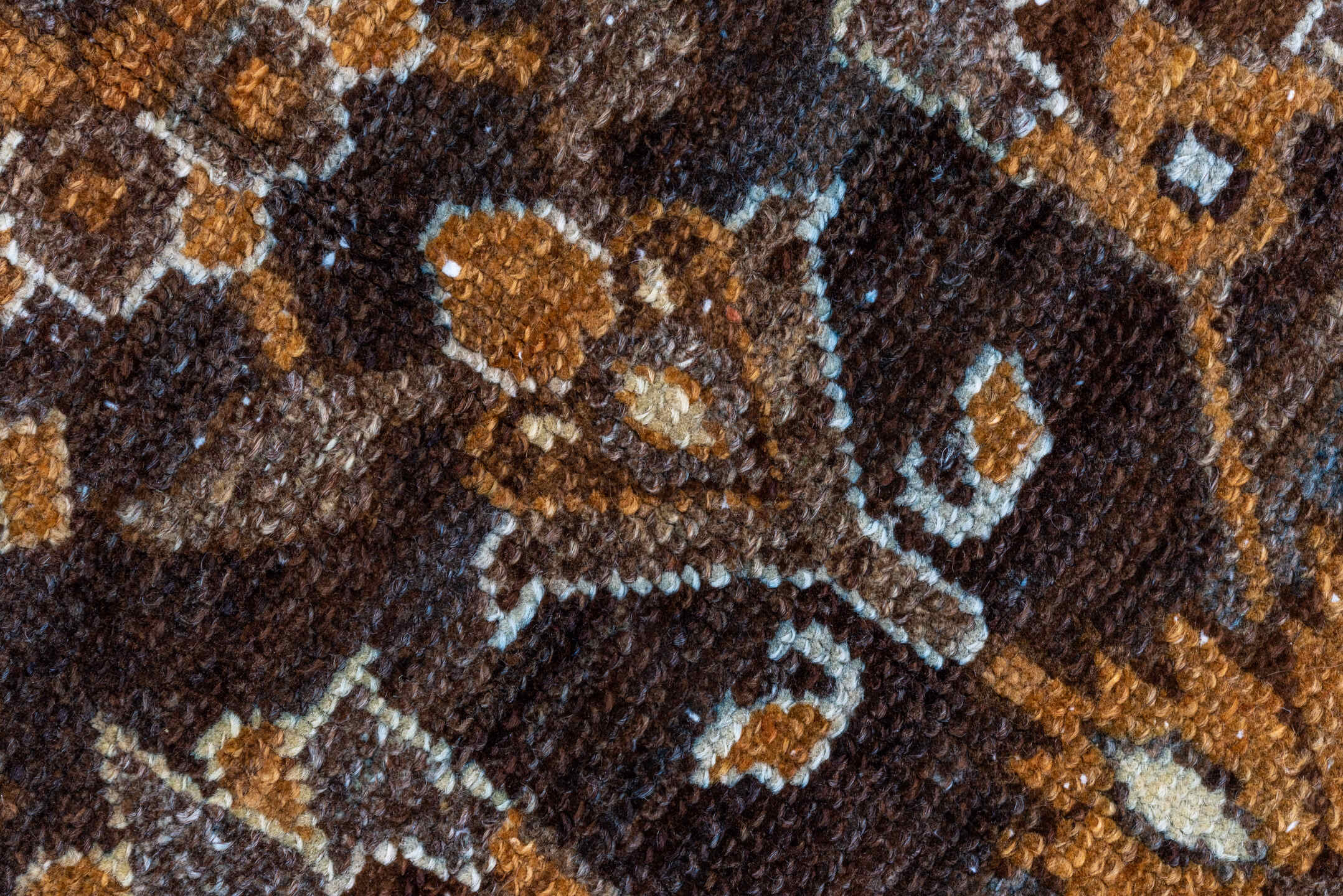 3' x 16' one-of-a-kind handmade vintage Malayer runner rug. Color palette: brown, slate, camel, ivory, gold, taupe, charcoal