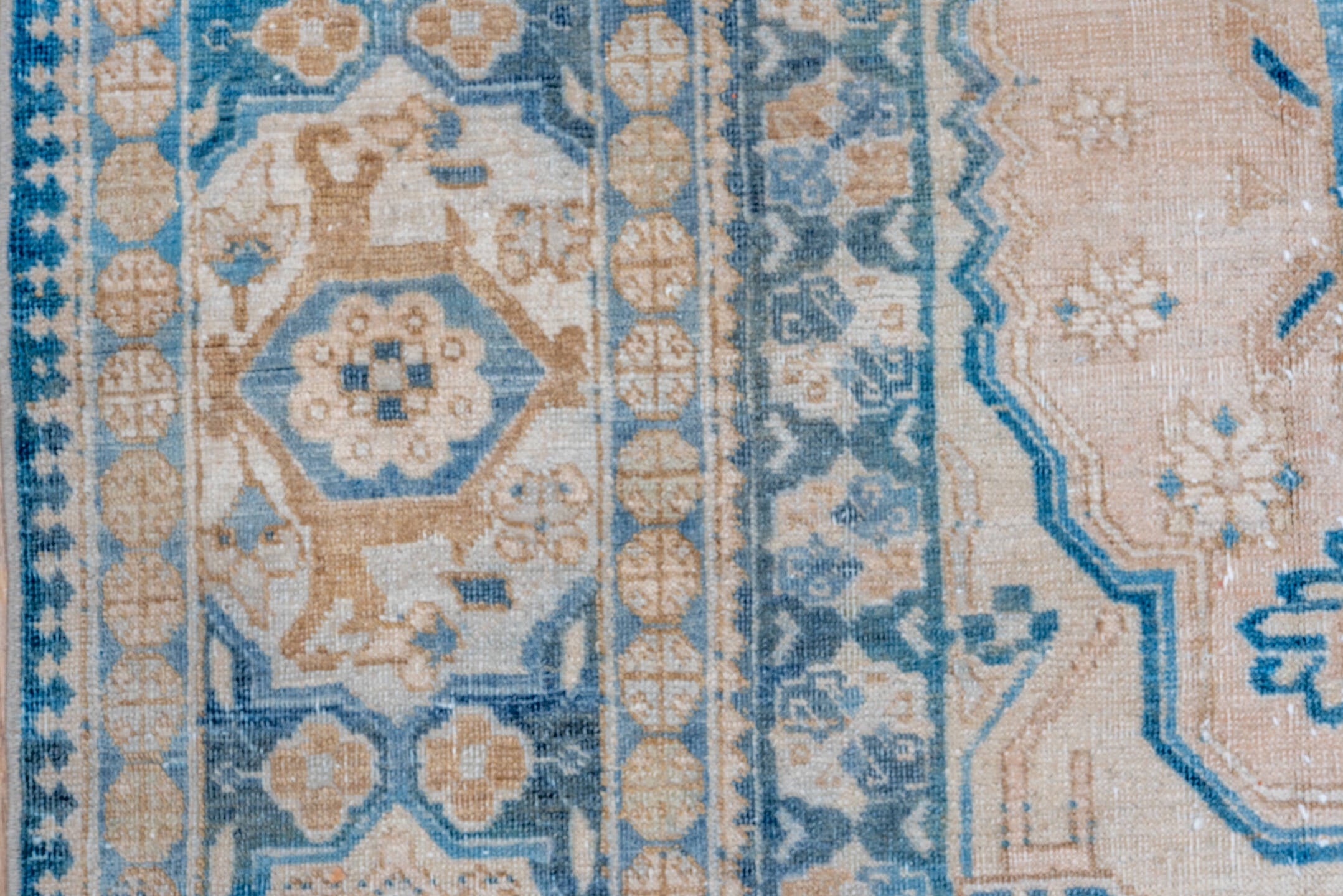 7' x 10' one-of-a-kind handmade vintage Tabriz large size rug. Color palette: ivory, sky blue, navy, beige, cream, slate