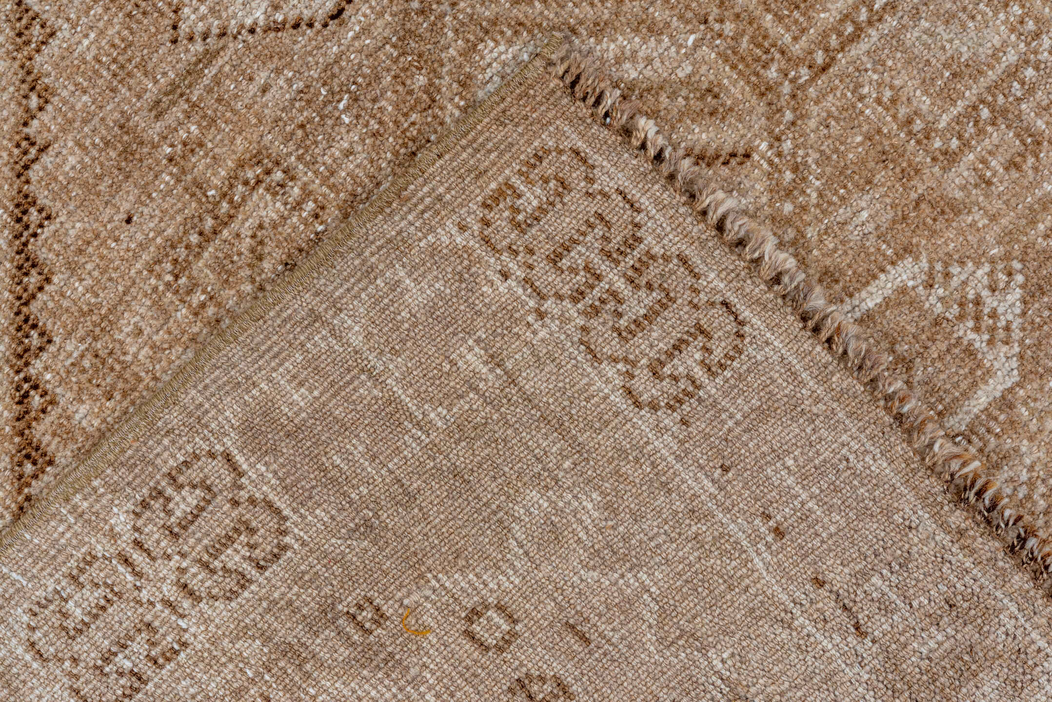 3' x 5' one-of-a-kind handmade vintage Shiraz small size rug. Color palette: tan, ivory, taupe, camel, brown, beige, gray