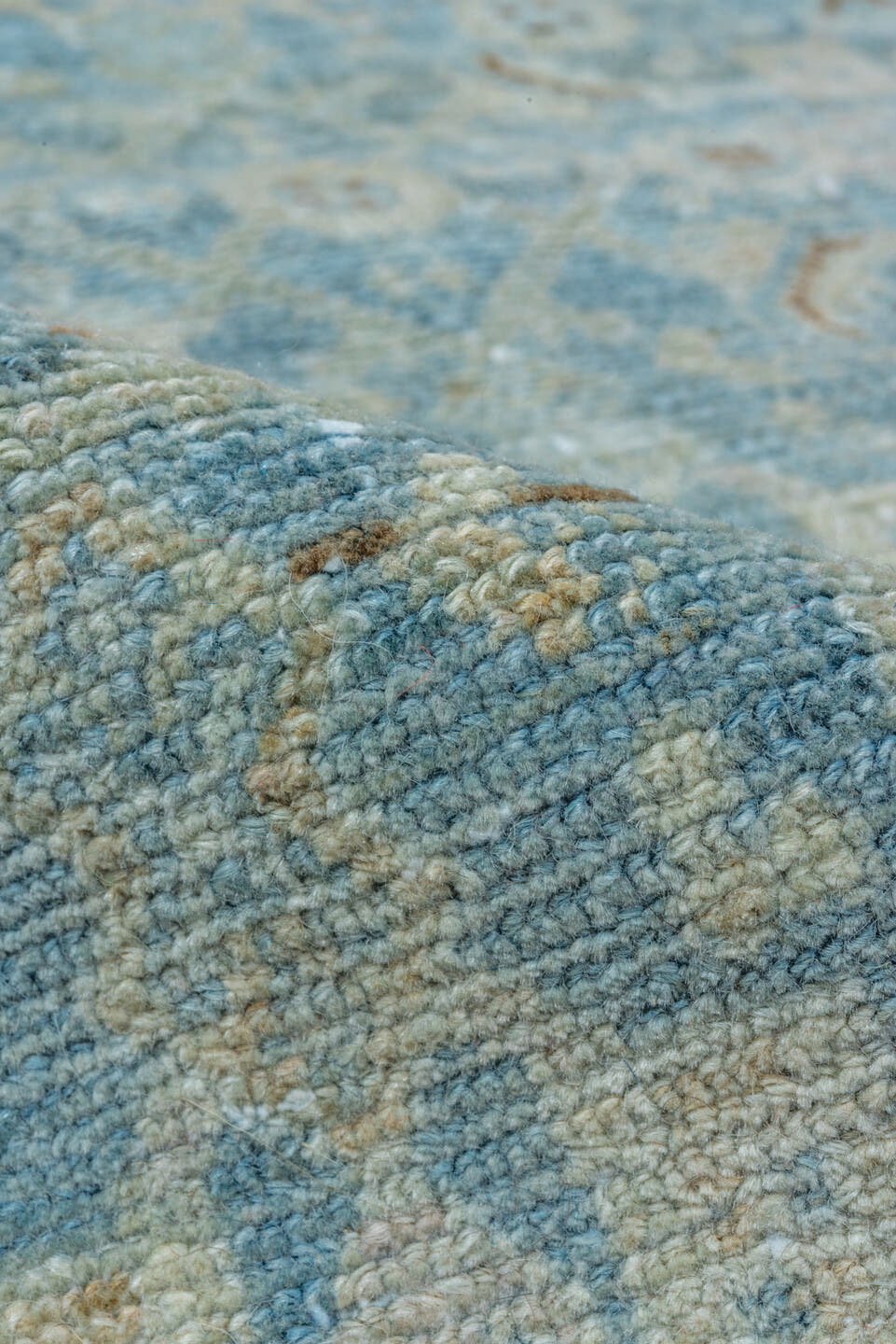 6' x 8' one-of-a-kind handmade vintage Malayer medium size rug. Color palette: light blue, ivory, taupe, rust, beige, slate
