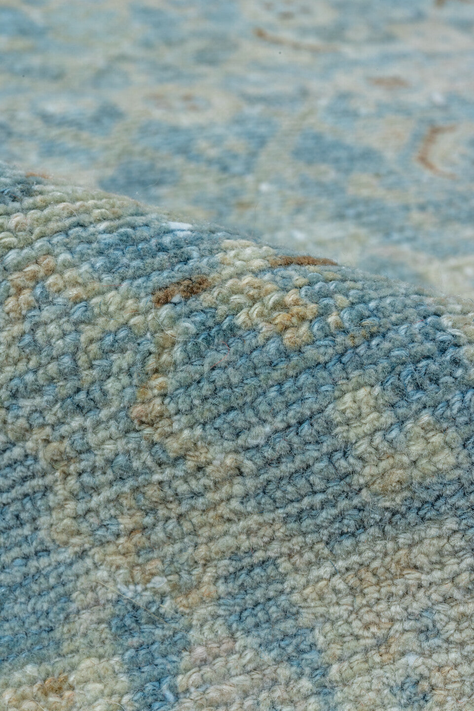 6' x 8' one-of-a-kind handmade vintage Malayer medium size rug. Color palette: light blue, ivory, taupe, rust, beige, slate