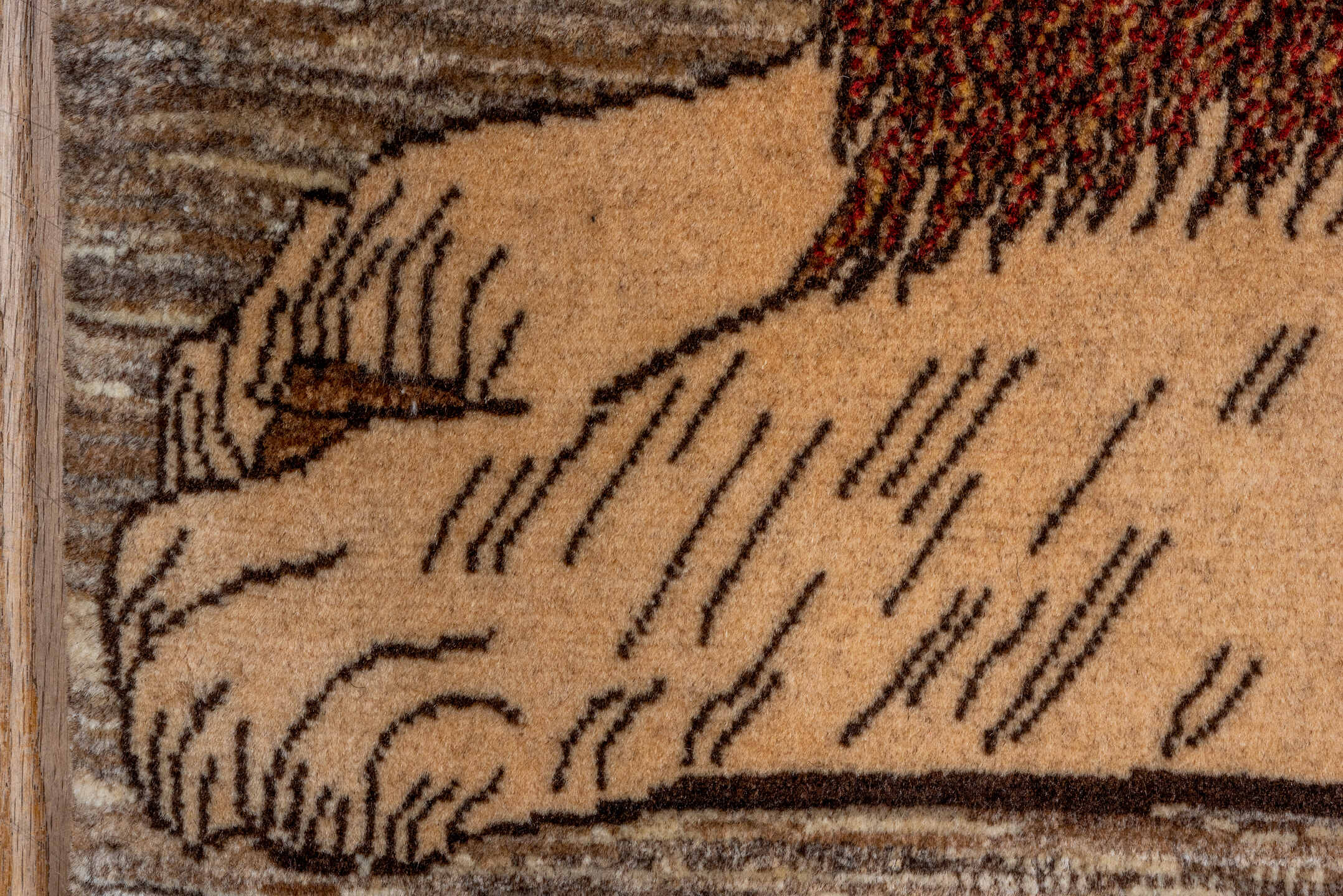 3' x 3' one-of-a-kind handmade vintage Gabbe small size rug. Color palette: taupe, camel, rust, brown, ivory, charcoal