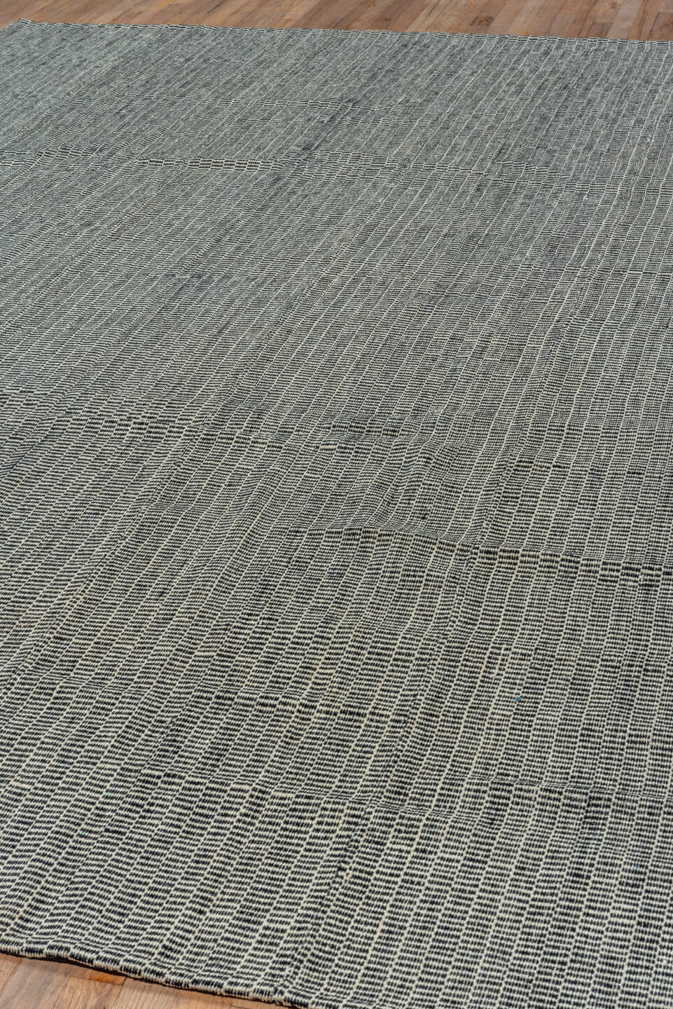 8' x 11' one-of-a-kind handmade vintage Kilim large size rug. Color palette: ivory, charcoal, black, gray