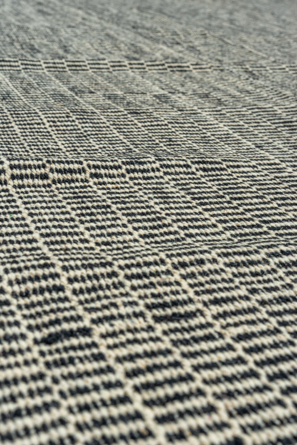 8' x 11' one-of-a-kind handmade vintage Kilim large size rug. Color palette: ivory, charcoal, black, gray
