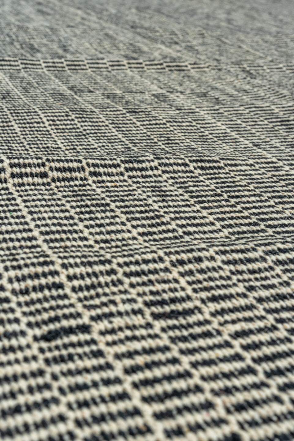 8' x 11' one-of-a-kind handmade vintage Kilim large size rug. Color palette: ivory, charcoal, black, gray