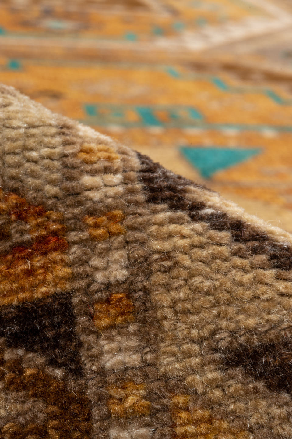3' x 12' one-of-a-kind handmade vintage Oushak runner rug. Color palette: camel, rust, brown, ivory, turquoise, taupe, beige