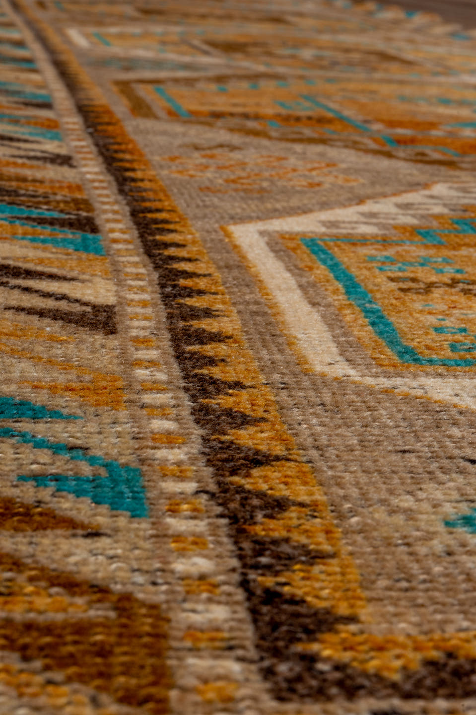 3' x 12' one-of-a-kind handmade vintage Oushak runner rug. Color palette: camel, rust, brown, ivory, turquoise, taupe, beige