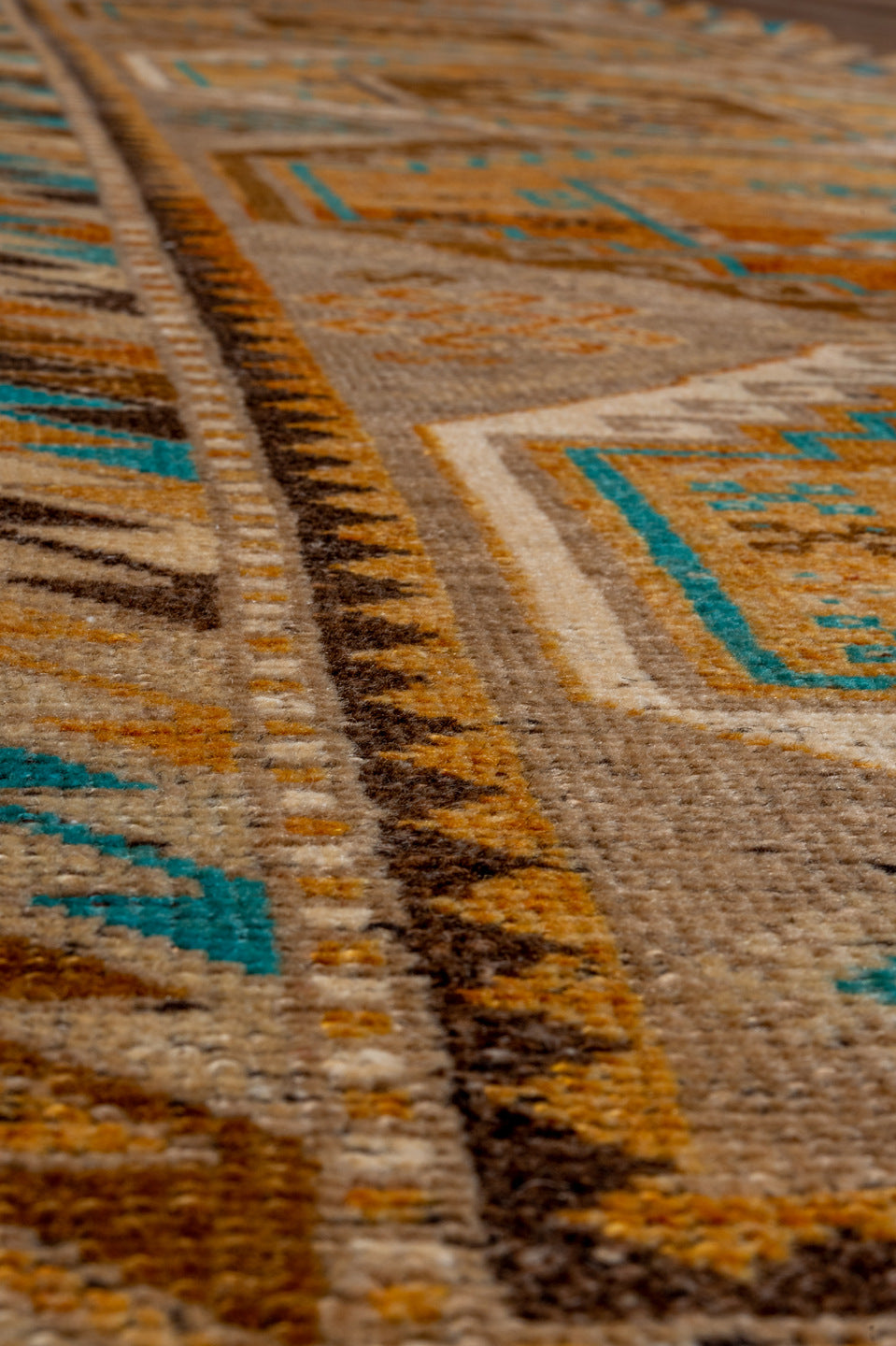 3' x 12' one-of-a-kind handmade vintage Oushak runner rug. Color palette: camel, rust, brown, ivory, turquoise, taupe, beige