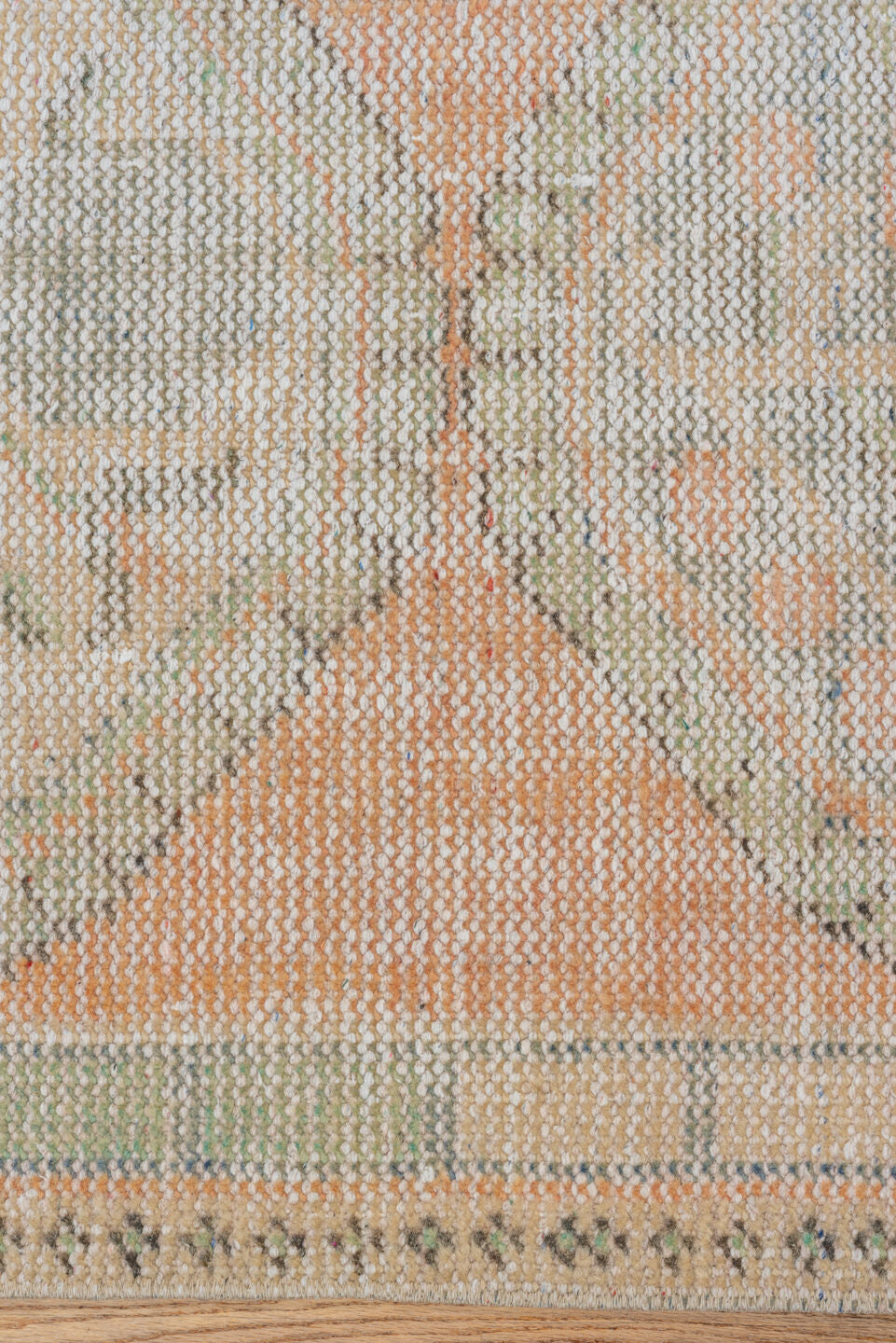 2' x 11' one-of-a-kind handmade vintage Oushak runner rug. Color palette: peach, sage, taupe, ivory, camel, gray, terracotta