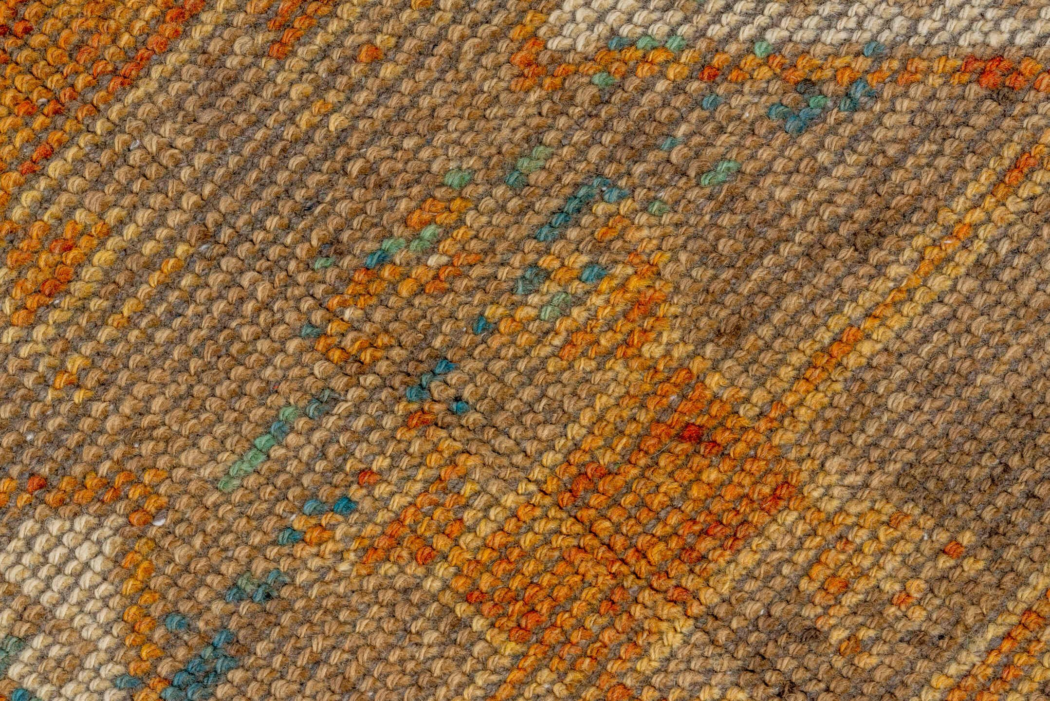 3' x 10' one-of-a-kind handmade vintage Oushak runner rug. Color palette: terra cotta, taupe, camel, aqua, ivory, slate