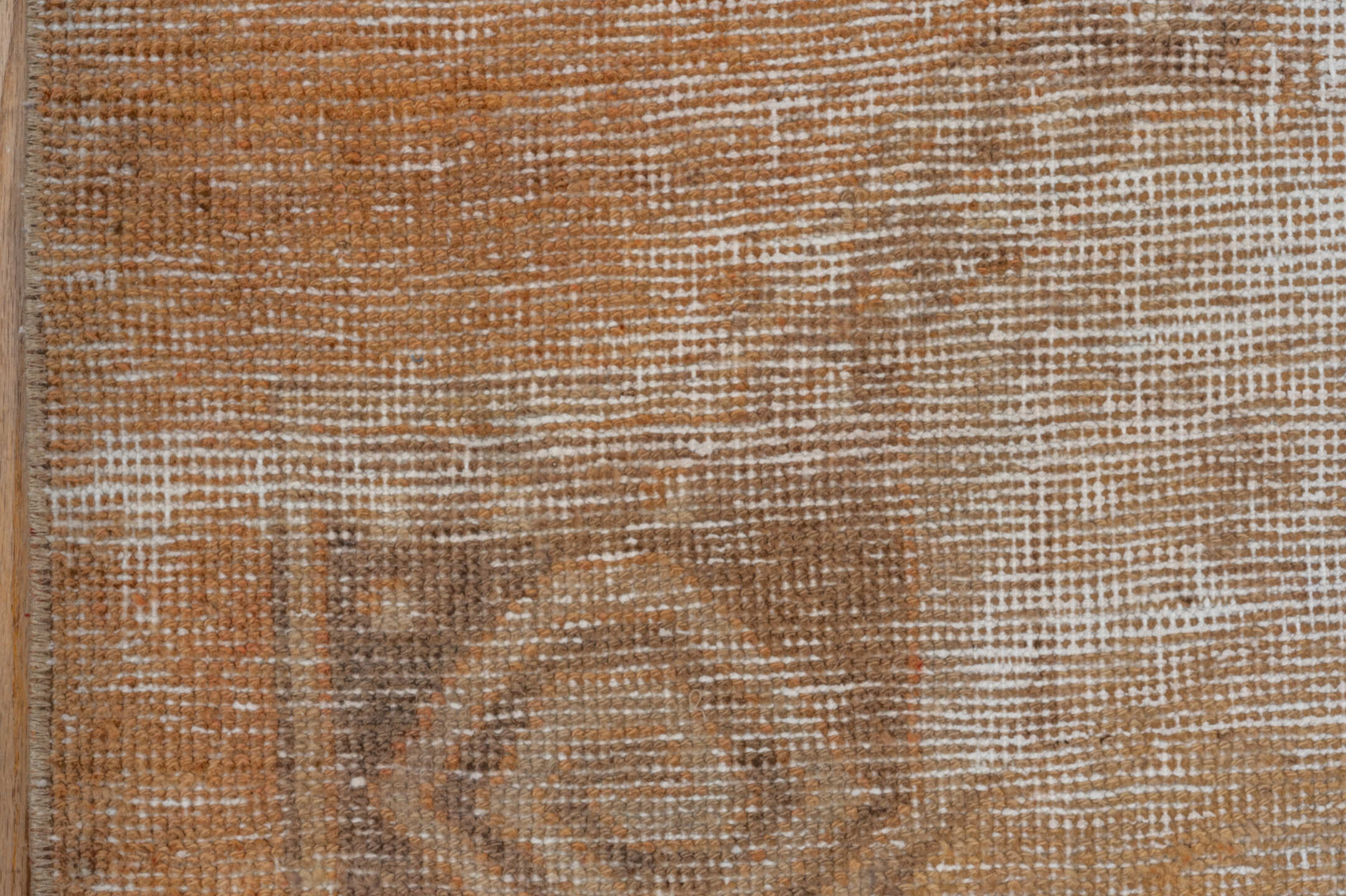 3' x 9' one-of-a-kind handmade vintage Oushak runner rug. Color palette: brown, gray, light gray, off-white, pink, silver