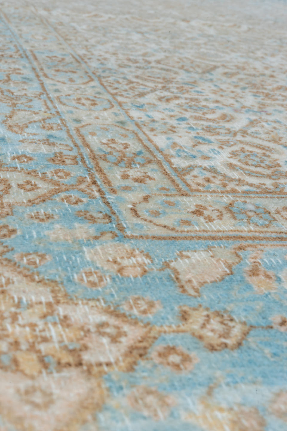 6' x 10' one-of-a-kind handmade vintage Tabriz large size rug. Color palette: ivory, sky blue, beige, taupe, camel