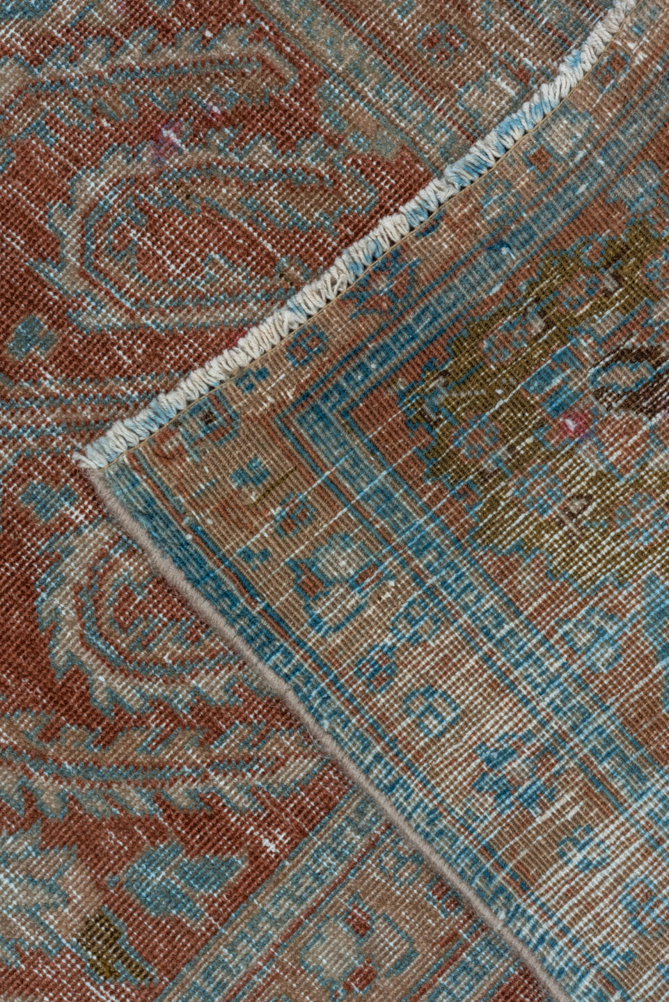 8' x 11' one-of-a-kind handmade vintage Tabriz large size rug. Color palette: sky blue, rust, ivory, taupe, camel, charcoal