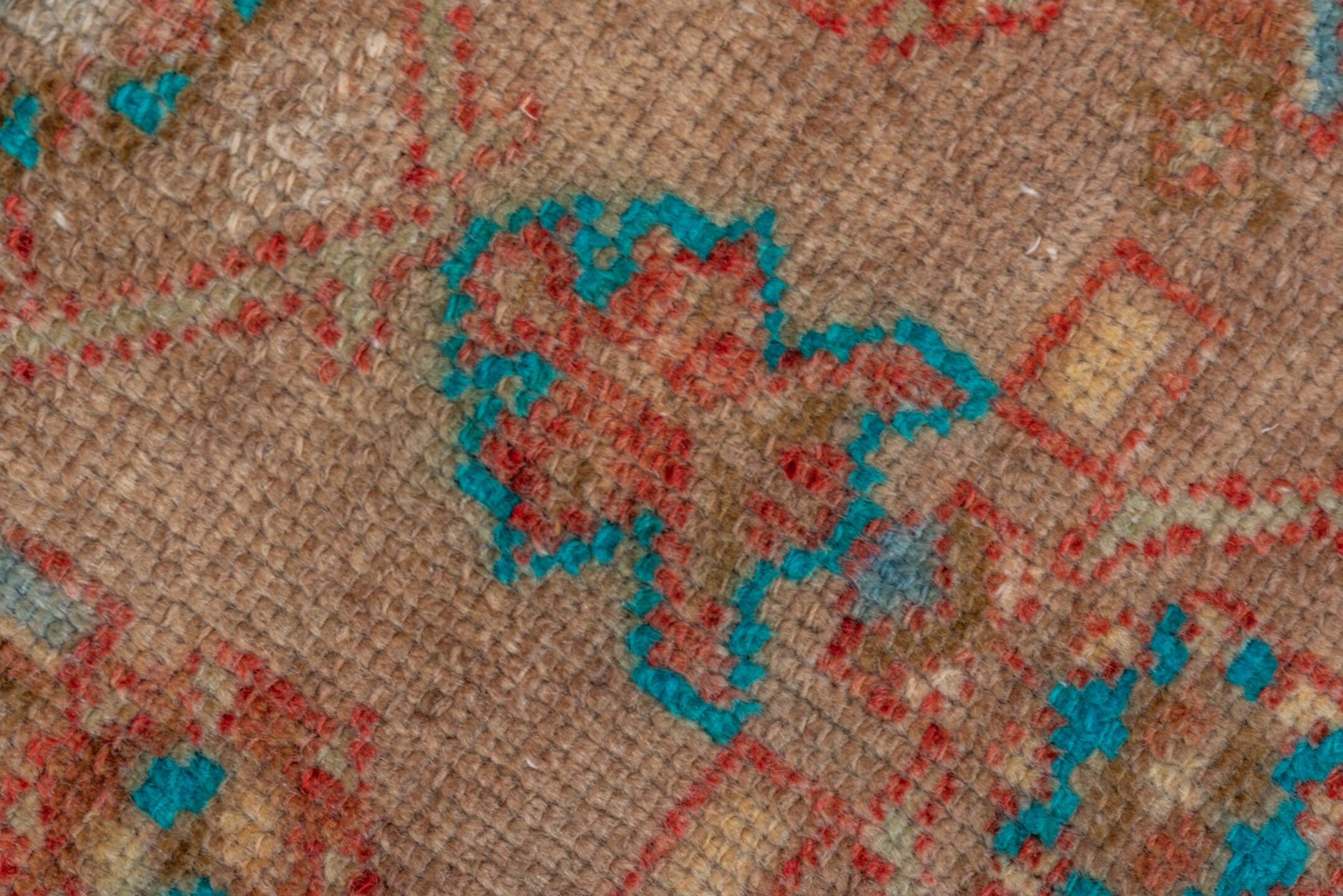 2' x 15' one-of-a-kind handmade vintage Malayer runner rug. Color palette: camel, rust, turquoise, ivory, taupe, terracotta