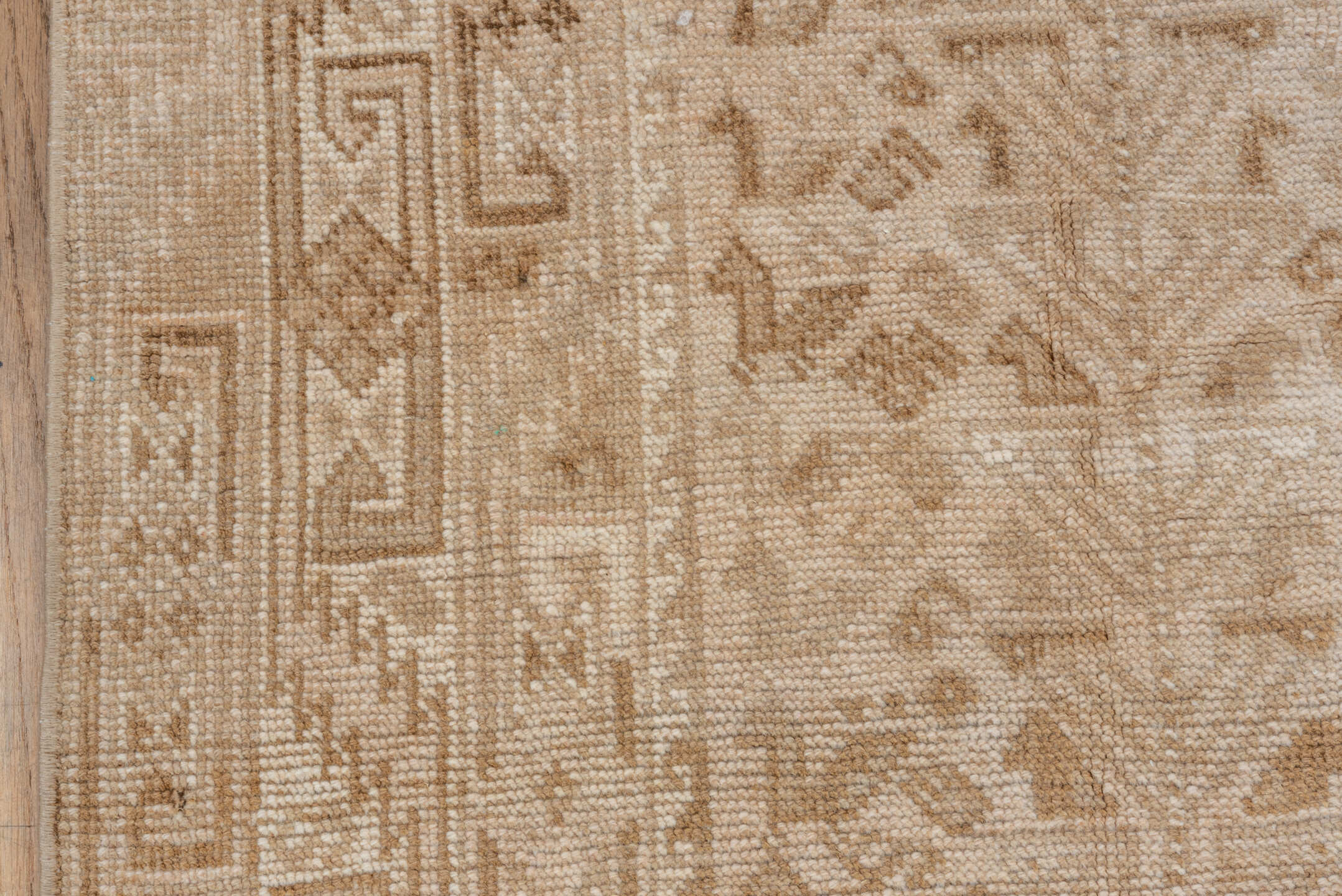 5' x 8' one-of-a-kind handmade vintage Shiraz medium size rug. Color palette: beige, ivory, taupe, camel, sand, light brown