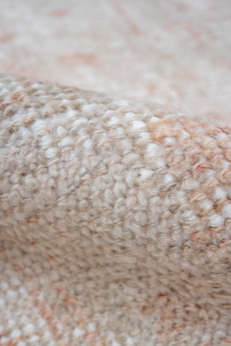 4' x 6' one-of-a-kind handmade vintage Oushak small size rug. Color palette: ivory, blush, taupe, pewter, cream, rose, pink
