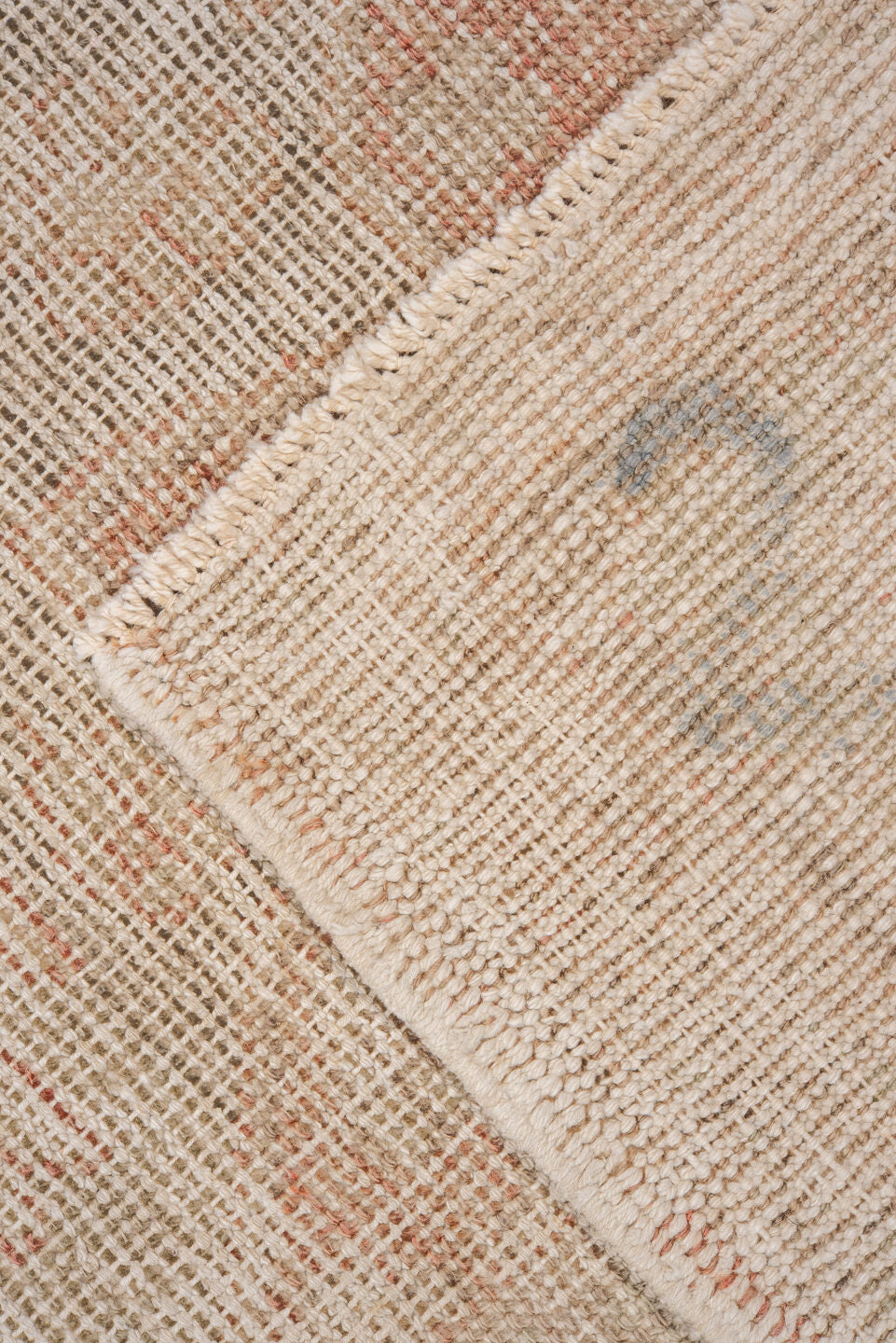 6' x 10' one-of-a-kind handmade vintage Oushak large size rug. Color palette: gray, light gray, linen, off-white, pink