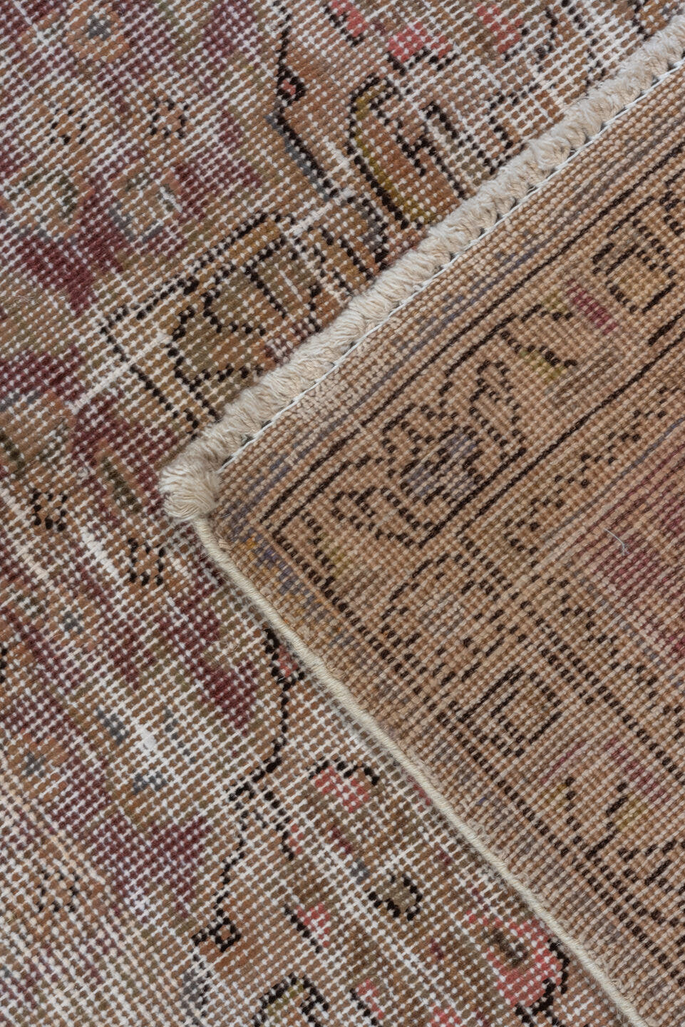 9' x 12' one-of-a-kind handmade vintage Tabriz large size rug. Color palette: taupe, rose, ivory, dusty mauve, beige, brown