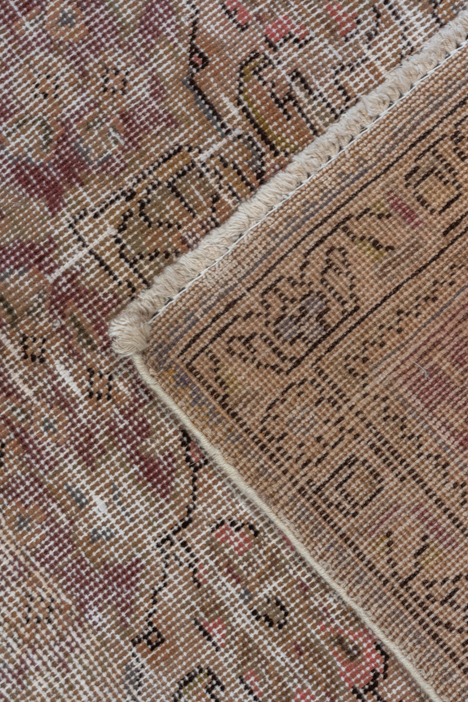 9' x 12' one-of-a-kind handmade vintage Tabriz large size rug. Color palette: taupe, rose, ivory, dusty mauve, beige, brown