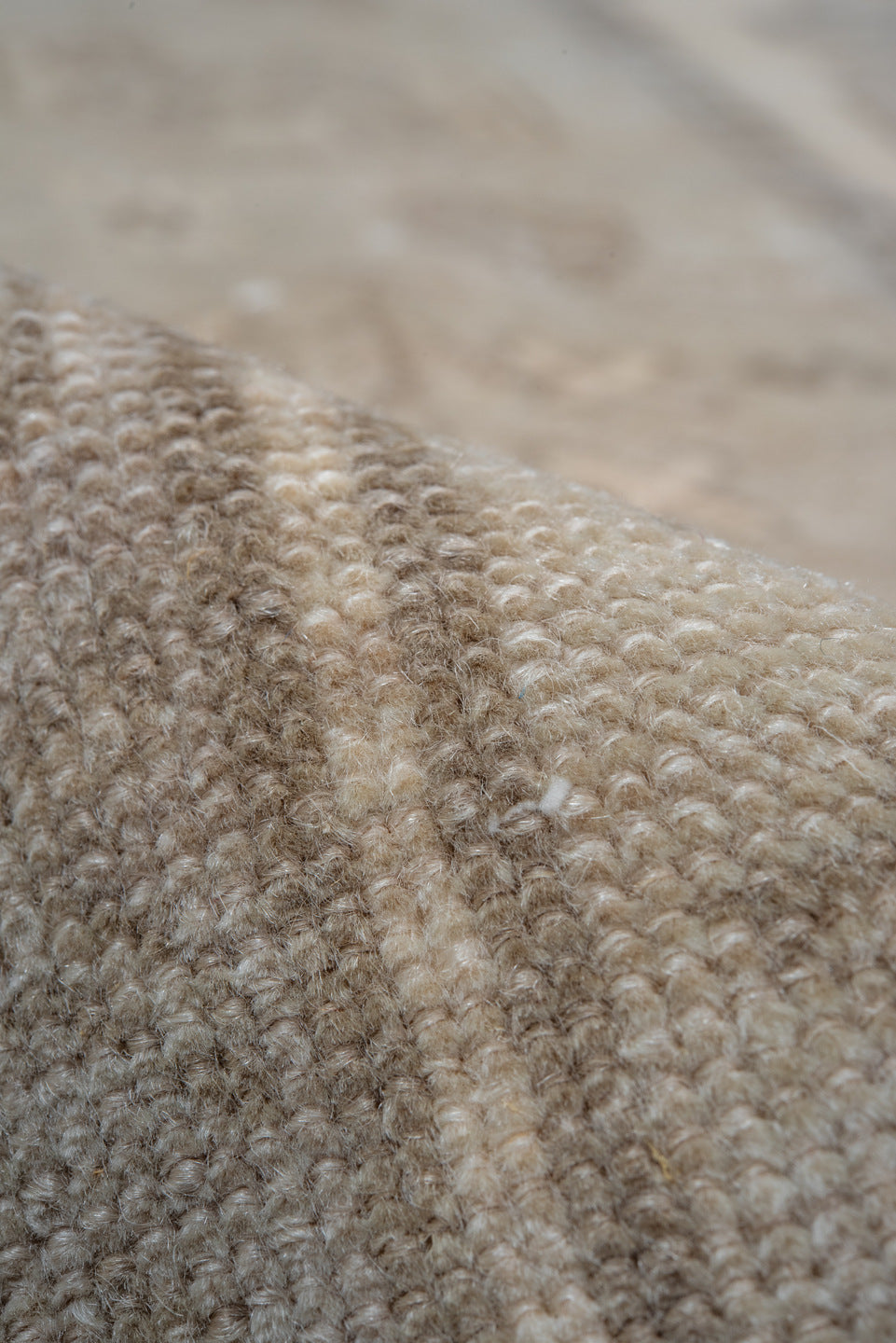 6' x 10' one-of-a-kind handmade vintage Derband large size rug. Color palette: beige, ivory, taupe, camel, sand, light brown