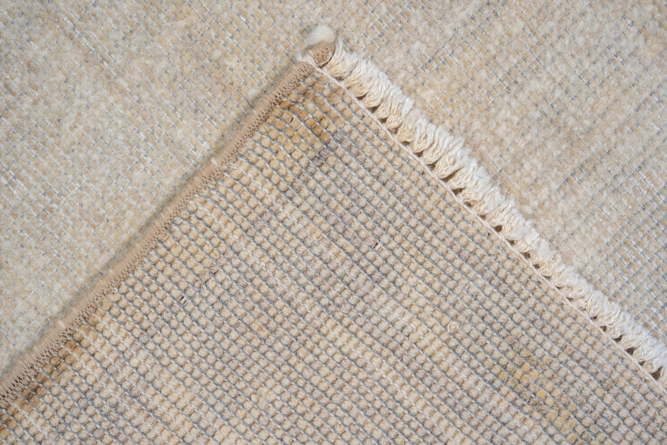 7' x 10' one-of-a-kind handmade vintage Oushak large size rug. Color palette: ivory, cream, beige, taupe, pale gray, gray