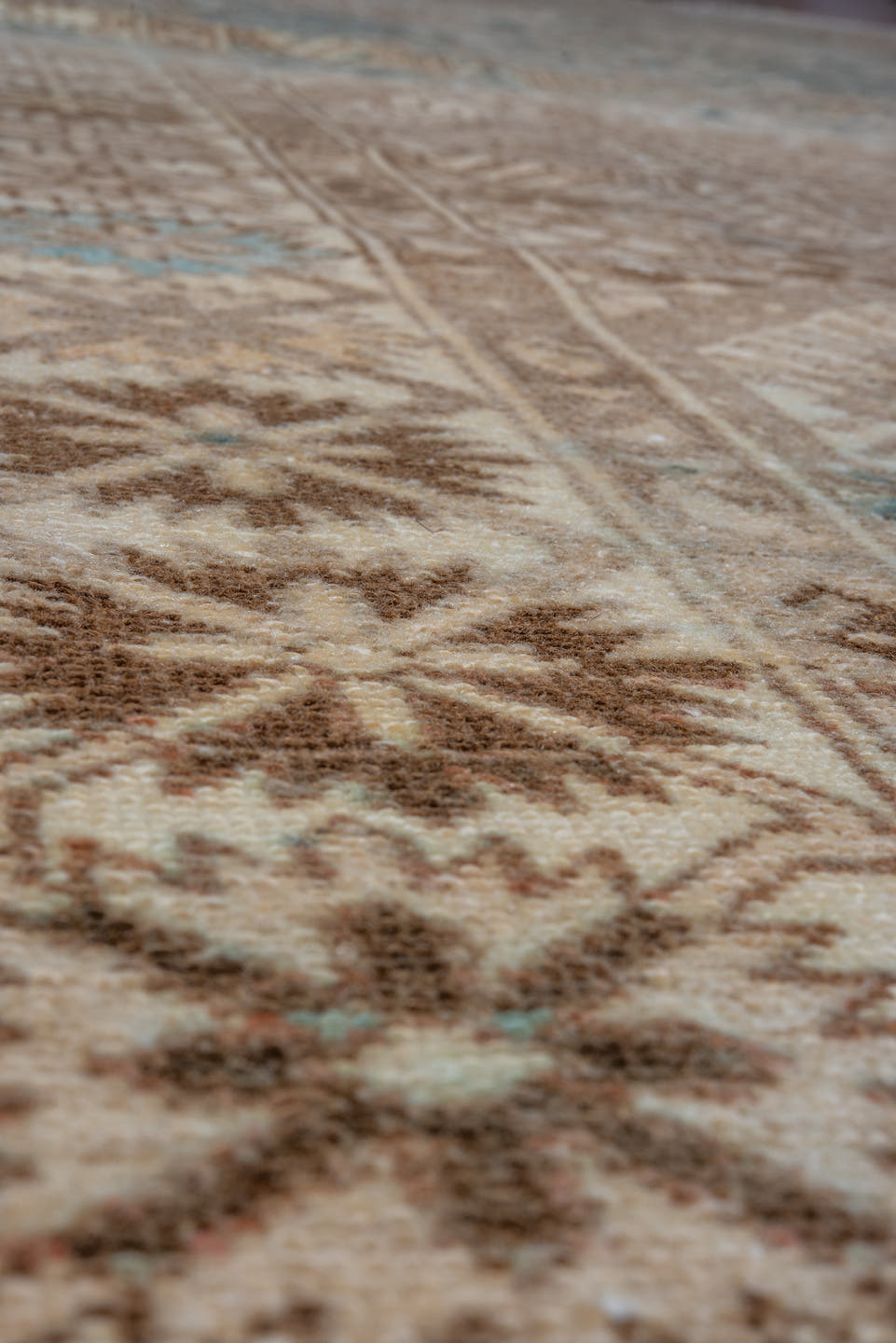 5' x 10' one-of-a-kind handmade vintage Baktiary medium size rug. Color palette: camel, ivory, taupe, brown, sky_blue, beige