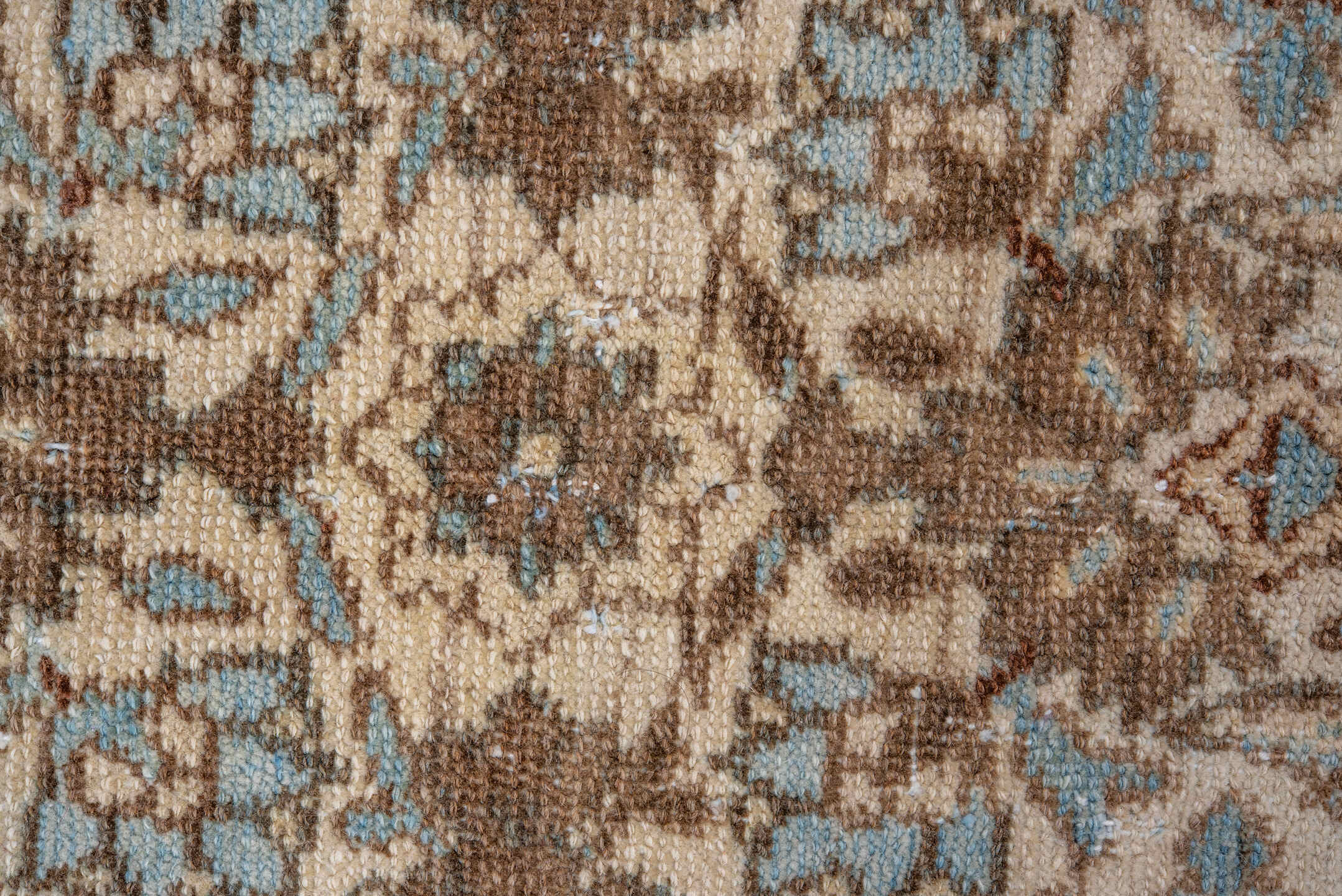 5' x 6' one-of-a-kind handmade vintage Malayer rug. Color palette: ivory, camel, sky_blue, taupe, brown, beige, light blue