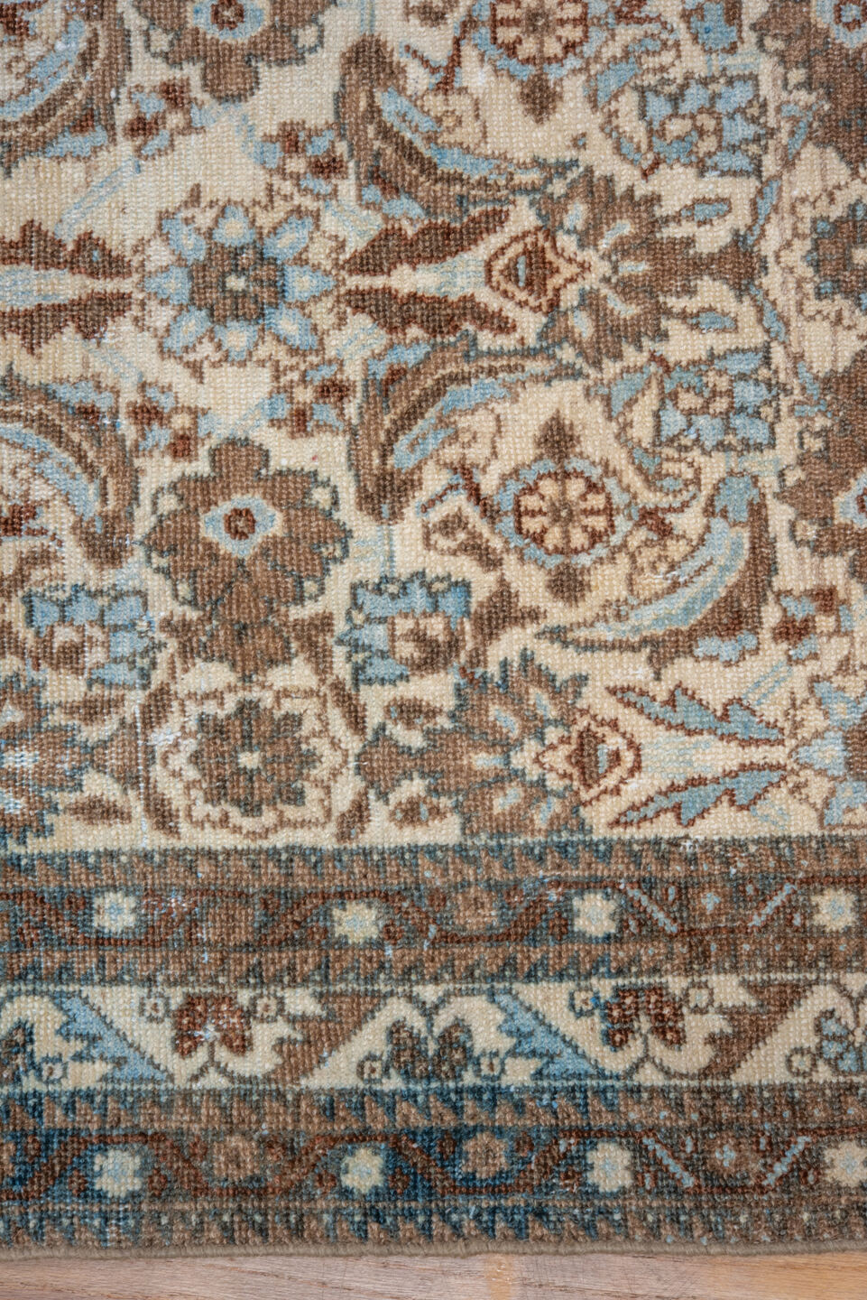 5' x 6' one-of-a-kind handmade vintage Malayer rug. Color palette: ivory, camel, sky_blue, taupe, brown, beige, light blue