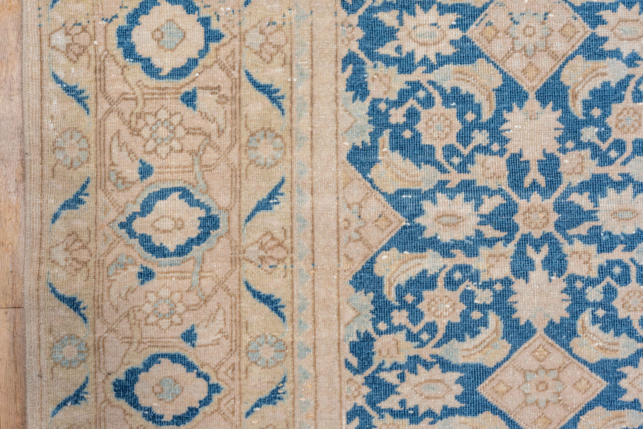 7' x 10' one-of-a-kind handmade vintage Tabriz large size rug. Color palette: ivory, sky blue, beige, cream, taupe