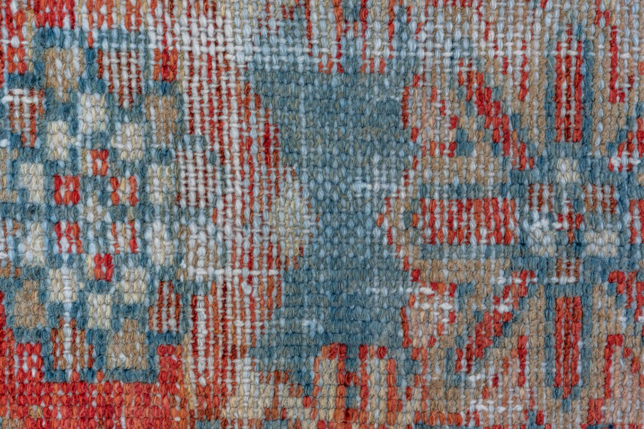 3' x 6' one-of-a-kind handmade vintage Malayer small size rug. Color palette: sky blue, rust, ivory, coral, slate, teal