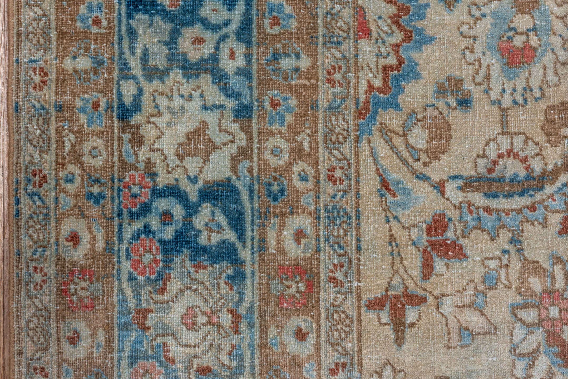 8' x 11' one-of-a-kind handmade vintage Tabriz large size rug. Color palette: ivory, blue, taupe, rust, sky_blue, cream