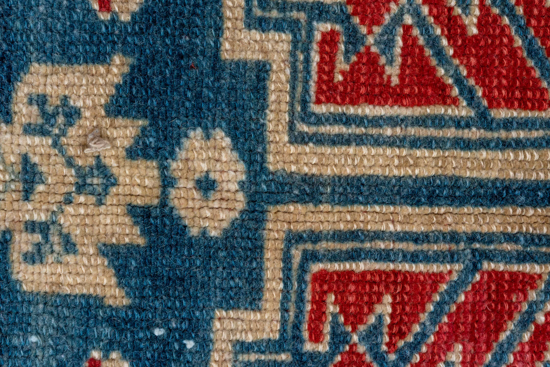 2' x 8' one-of-a-kind handmade vintage Malayer runner rug. Color palette: blue, brown, gray, light gray, off-white, red