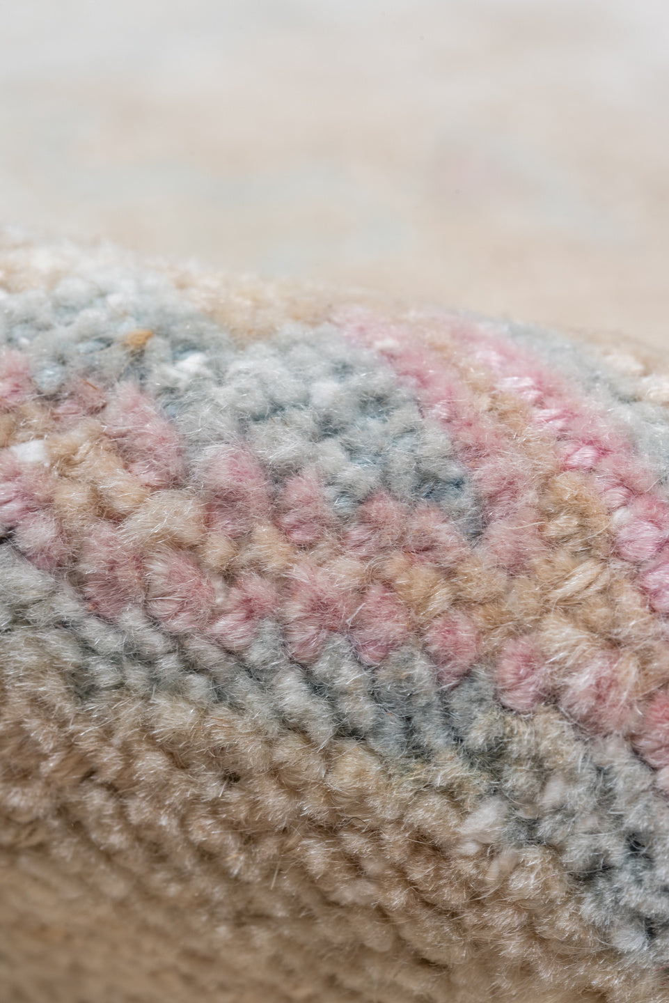 7' x 11' one-of-a-kind handmade vintage Veece large size rug. Color palette: dark gray, gainsboro, gray, light blue