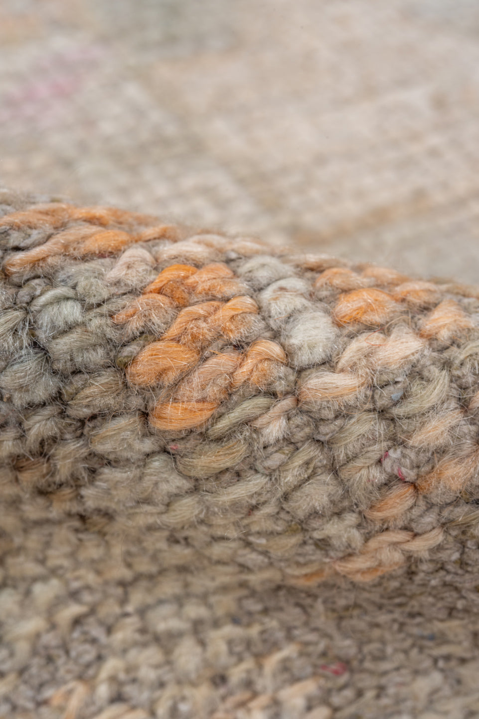 2' x 4' one-of-a-kind handmade vintage Oushak small size rug. Color palette: ivory, taupe, beige, peach, blush, muted gold