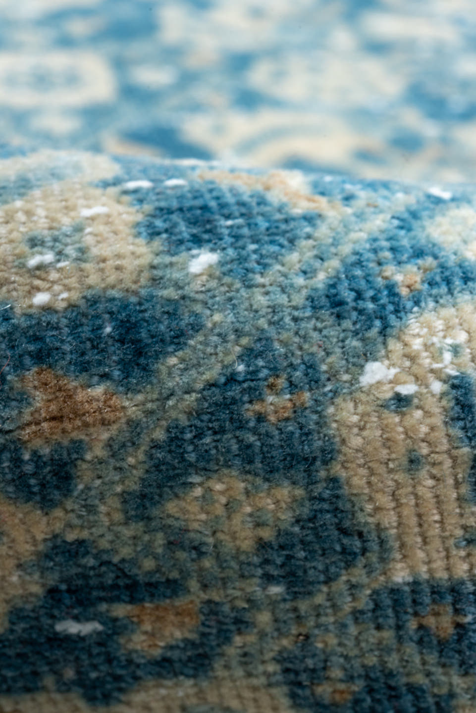2' x 16' one-of-a-kind handmade vintage Tabriz runner rug. Color palette: blue, ivory, sky blue, navy, cream, light blue