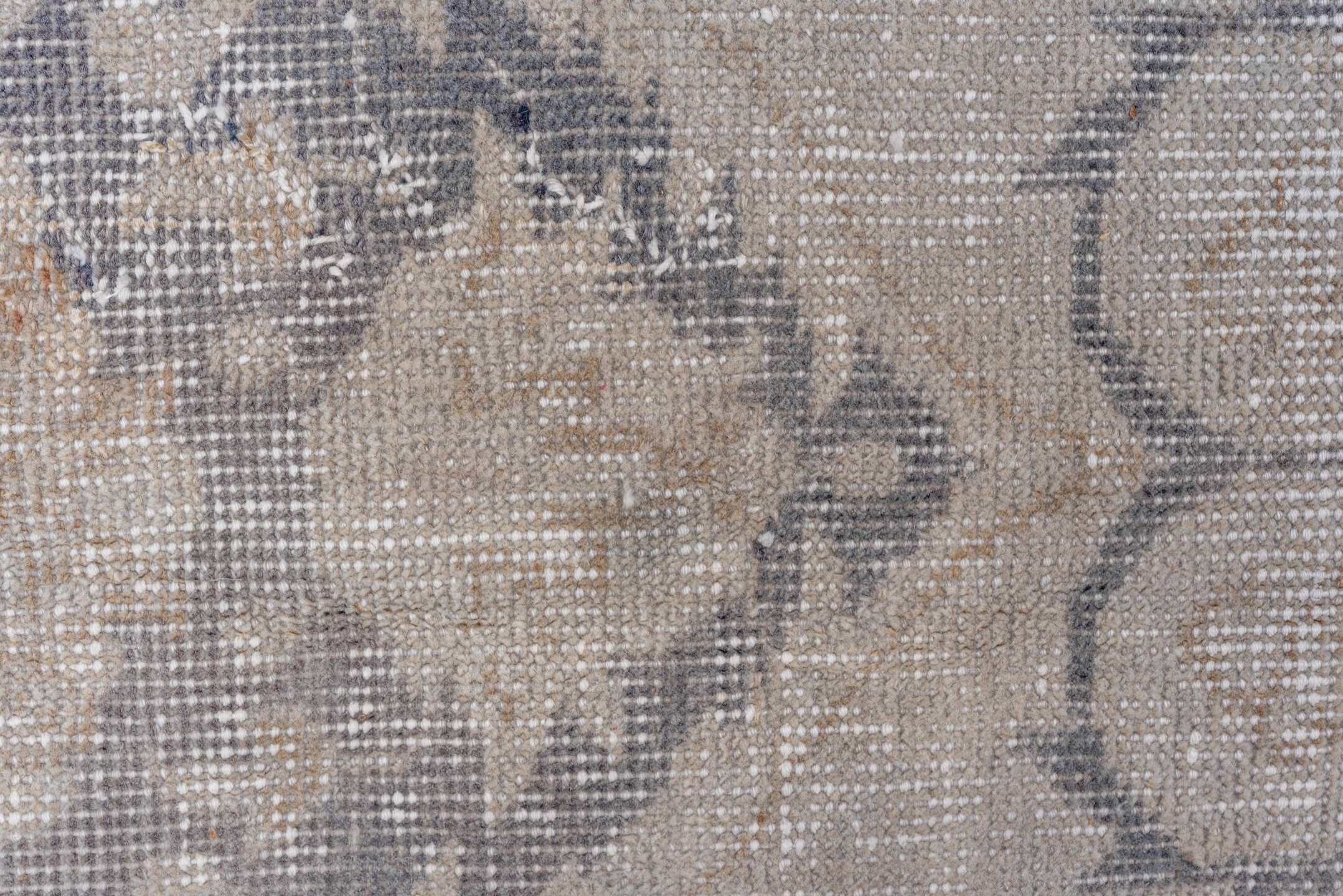 9' x 13' one-of-a-kind handmade vintage Oushak large size rug. Color palette: dark gray, gray, light gray, off-white, silver