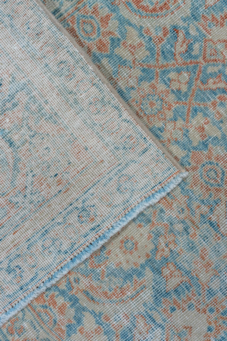 8' x 10' one-of-a-kind handmade vintage Tabriz large size rug. Color palette: sky blue, ivory, blush, taupe, slate, rose