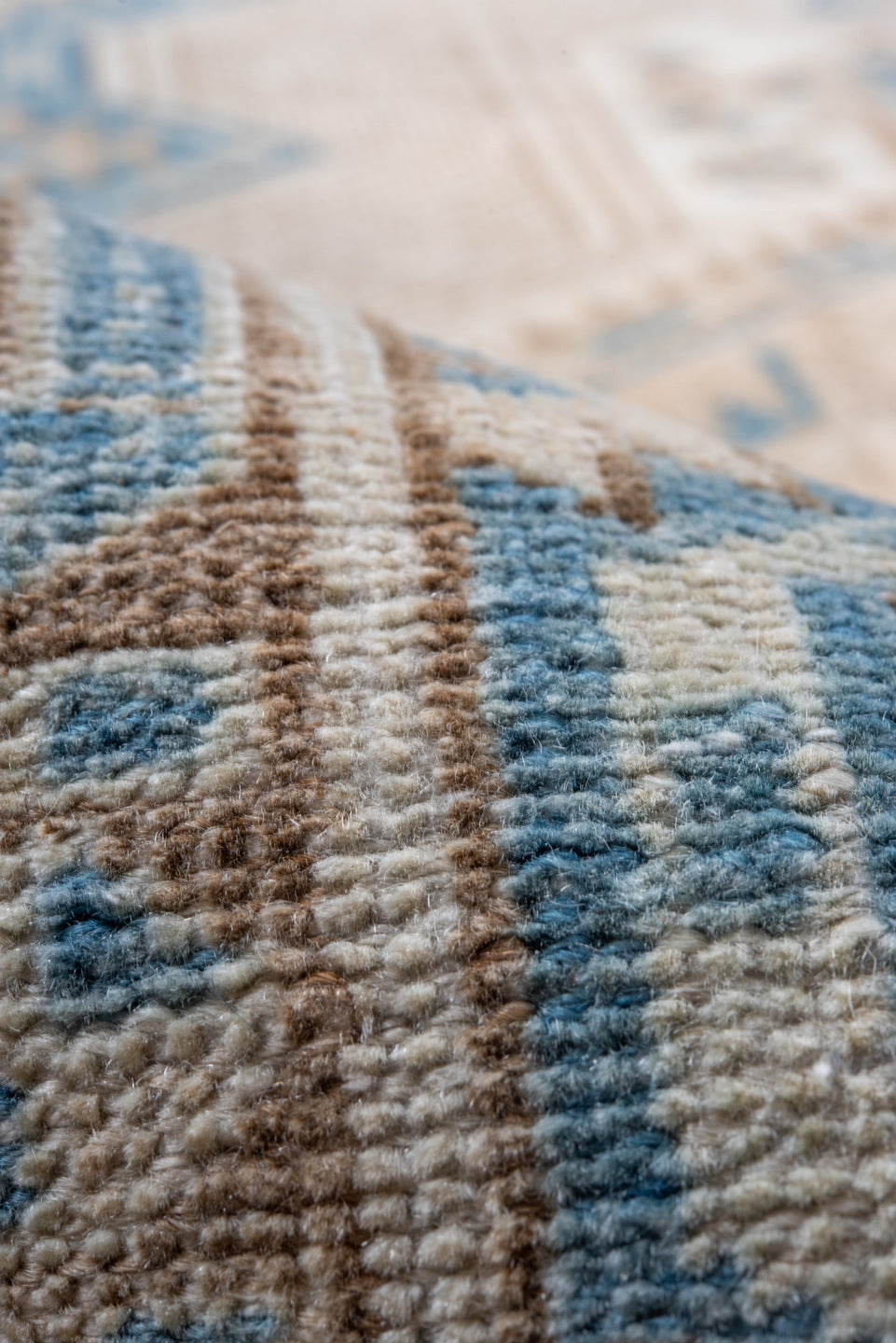 2' x 11' one-of-a-kind handmade vintage Sarab runner rug. Color palette: blue, brown, dark gray, gray, light blue