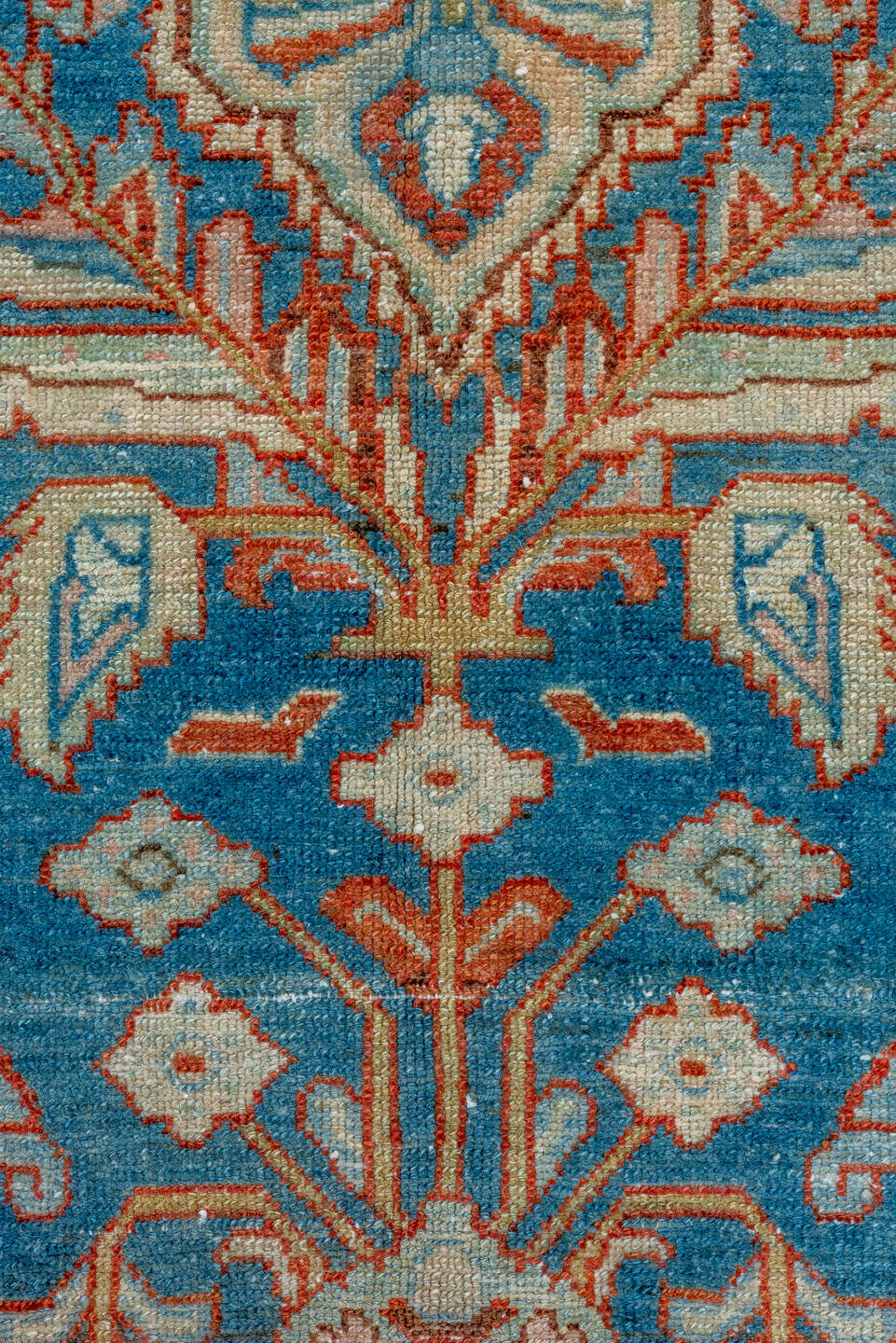 6' x 9' one-of-a-kind handmade vintage Malayer medium size rug. Color palette: black, blue, brown, gray, light blue