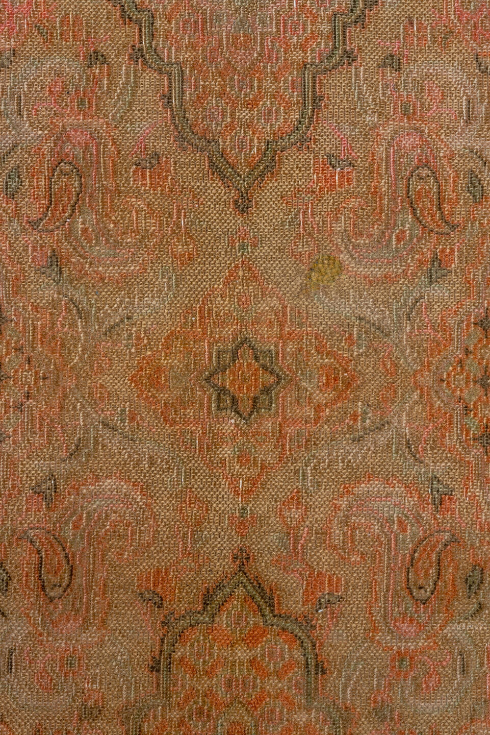 7' x 10' one-of-a-kind handmade vintage Khorassan large size rug. Color palette: taupe, terra cotta, sage, blush, camel